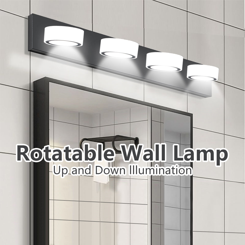 Modern 4-Light Vanity Lights Fixtures Over Mirror Bath Wall Lighting In Black