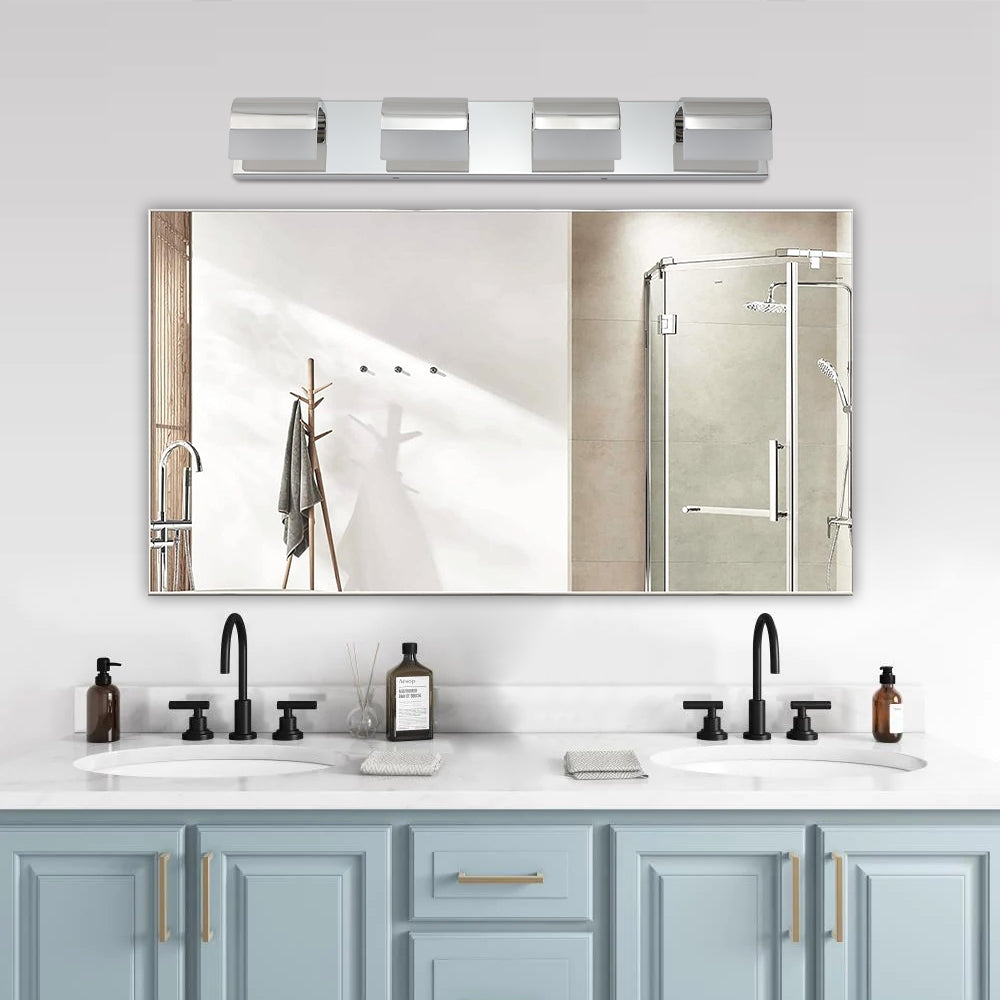 Simple Style 4-Light LED Vanity Lights Over Mirror Bath Wall Lighting Chrome