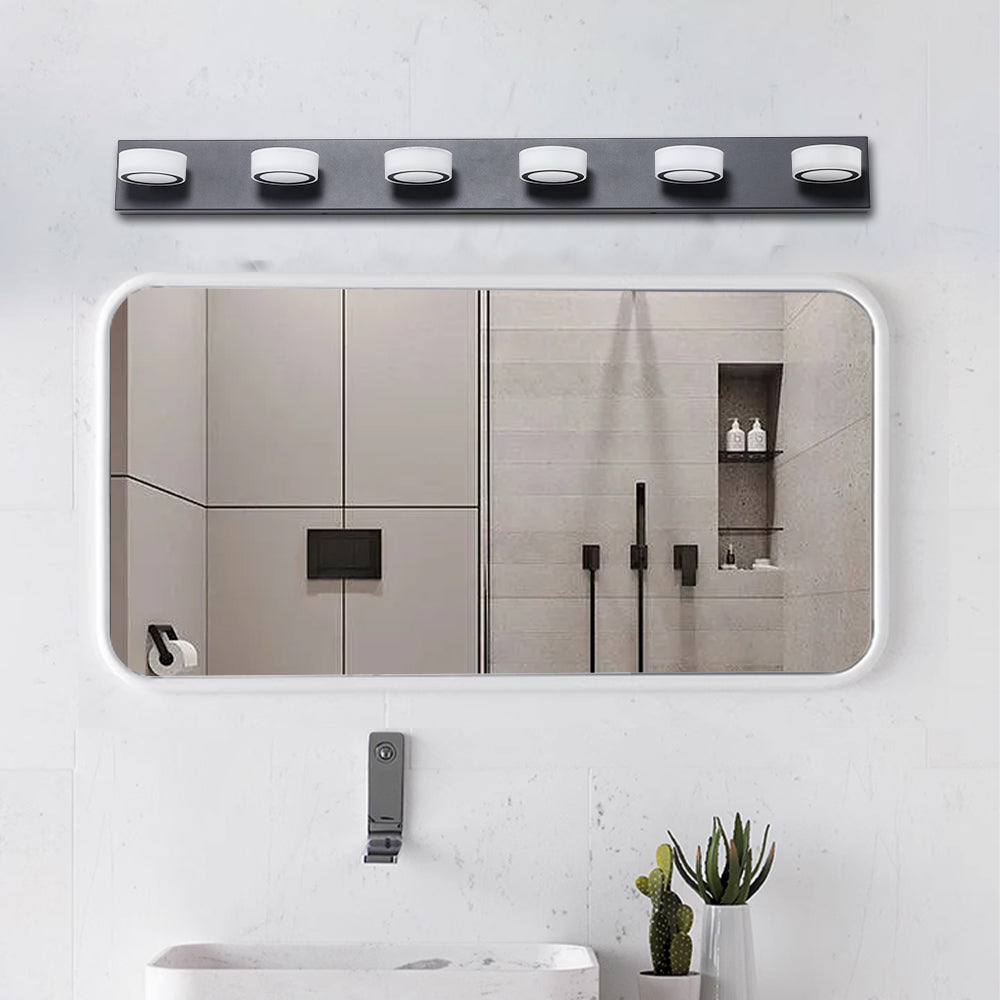 Modern 6-Light Vanity Lights Fixtures Over Mirror Bath Wall Lighting In Black