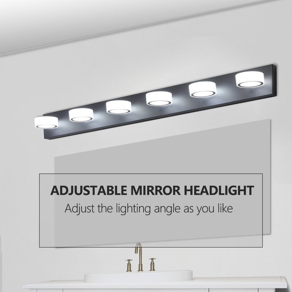 Modern 6-Light Vanity Lights Fixtures Over Mirror Bath Wall Lighting In Black