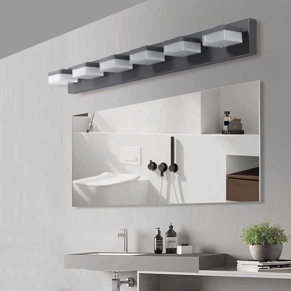 Modern 6-Light LED Vanity Mirror Light Fixture In Black