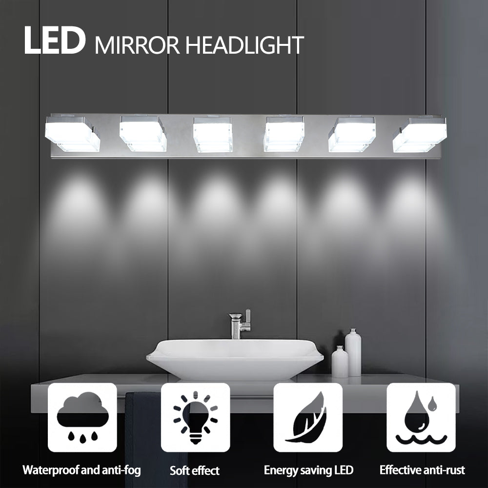 Modern Minimalist Style 6-Light LED Vanity Mirror Light Fixture Chrome