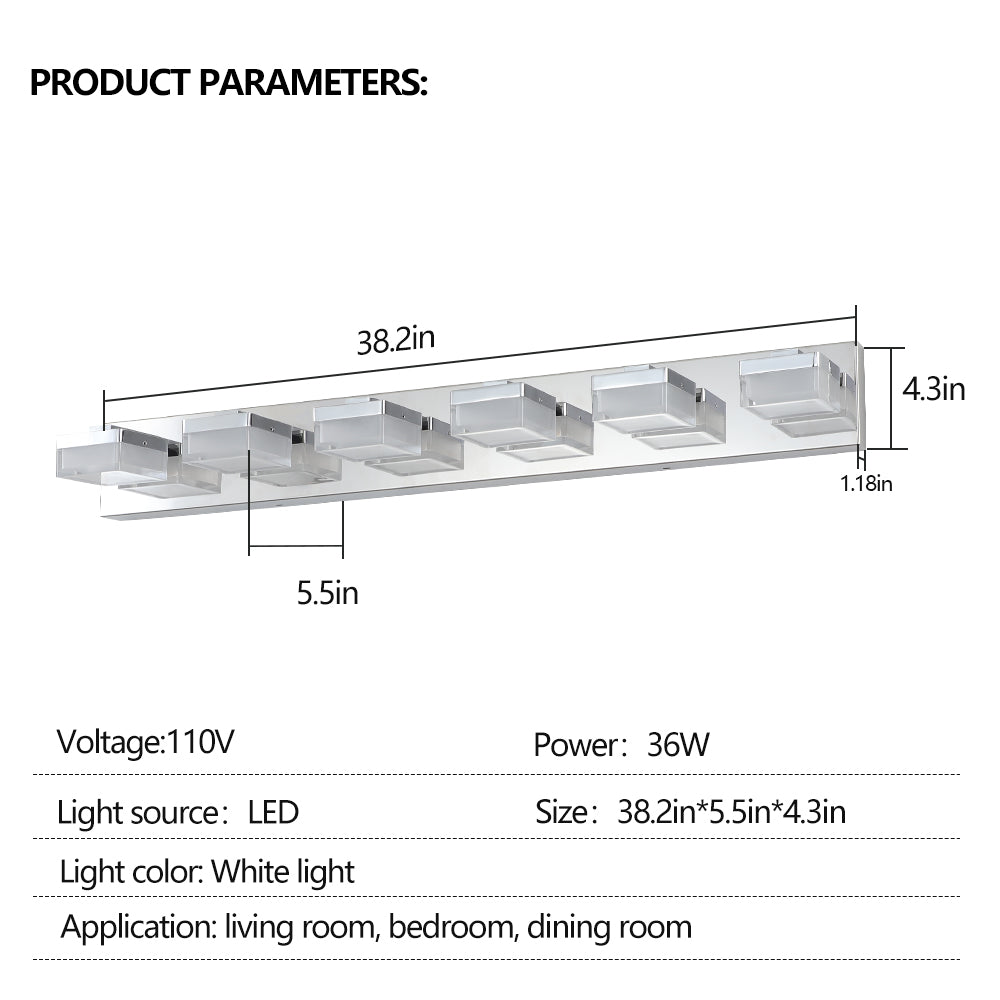 Modern Minimalist Style 6-Light LED Vanity Mirror Light Fixture Chrome