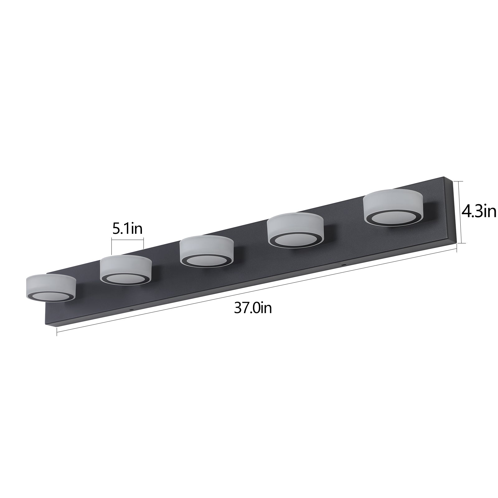 Modern 5-Light Vanity Lights Fixtures Over Mirror Bath Wall Lighting In Black