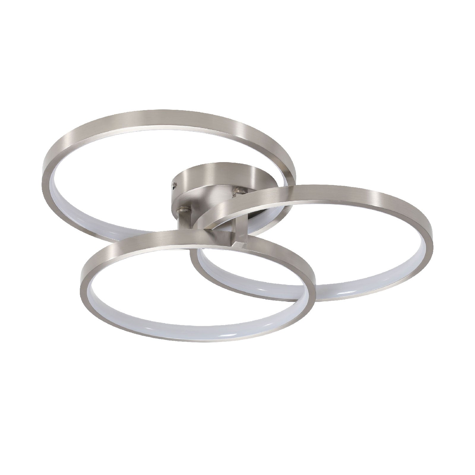 Modern LED Three ring design contemporary semi-flush mount with inner ring illumination Ceiling Light in Chrome