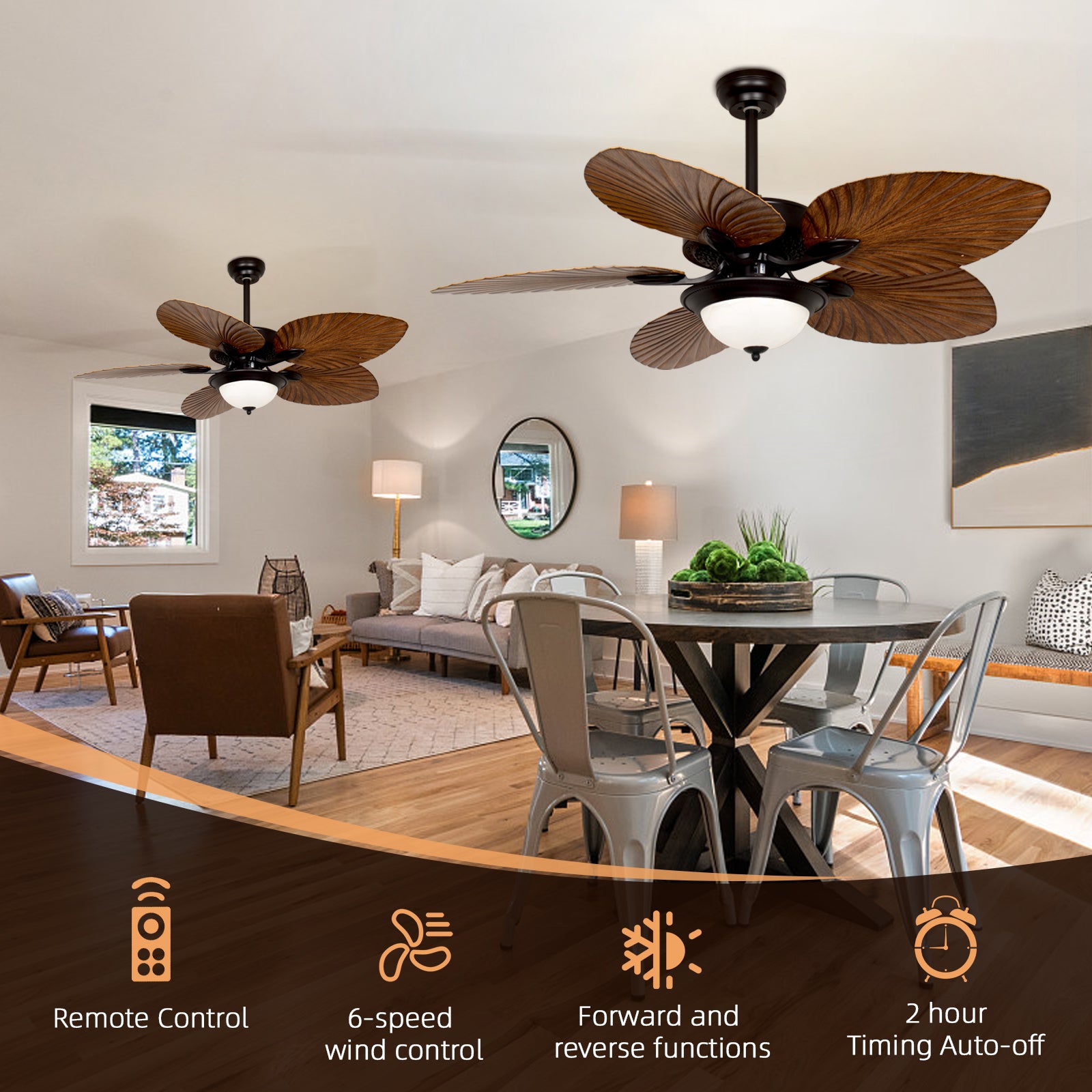 Timeless Elegance for Classic Comfort 52'' Vintage Leaf Ceiling Fan with Lights