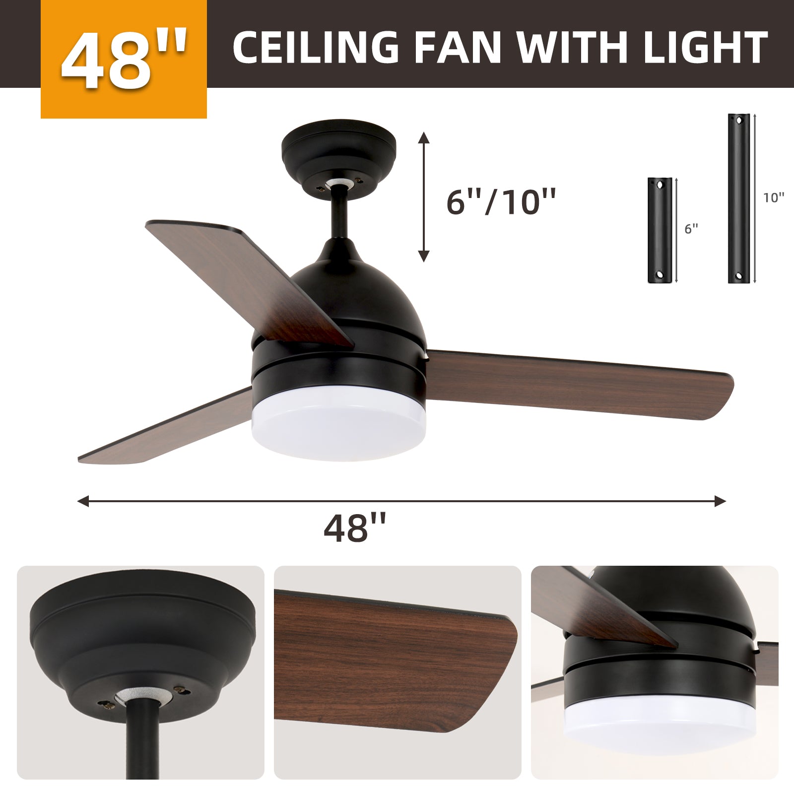 Sleek Design for Modern Living-48'' Minimalist Straight Blade Ceiling Fan