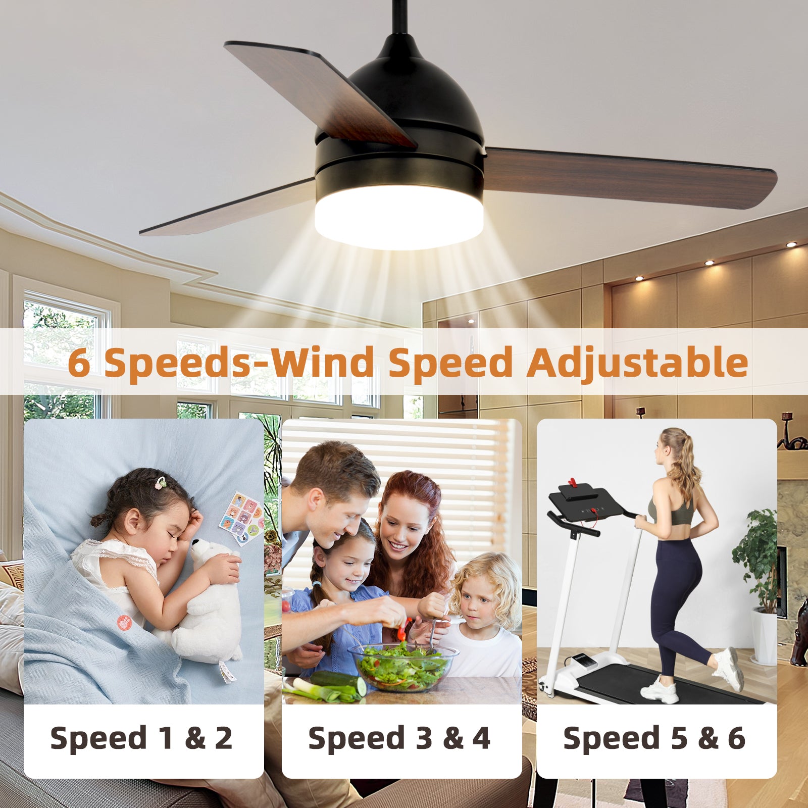 Sleek Design for Modern Living-48'' Minimalist Straight Blade Ceiling Fan