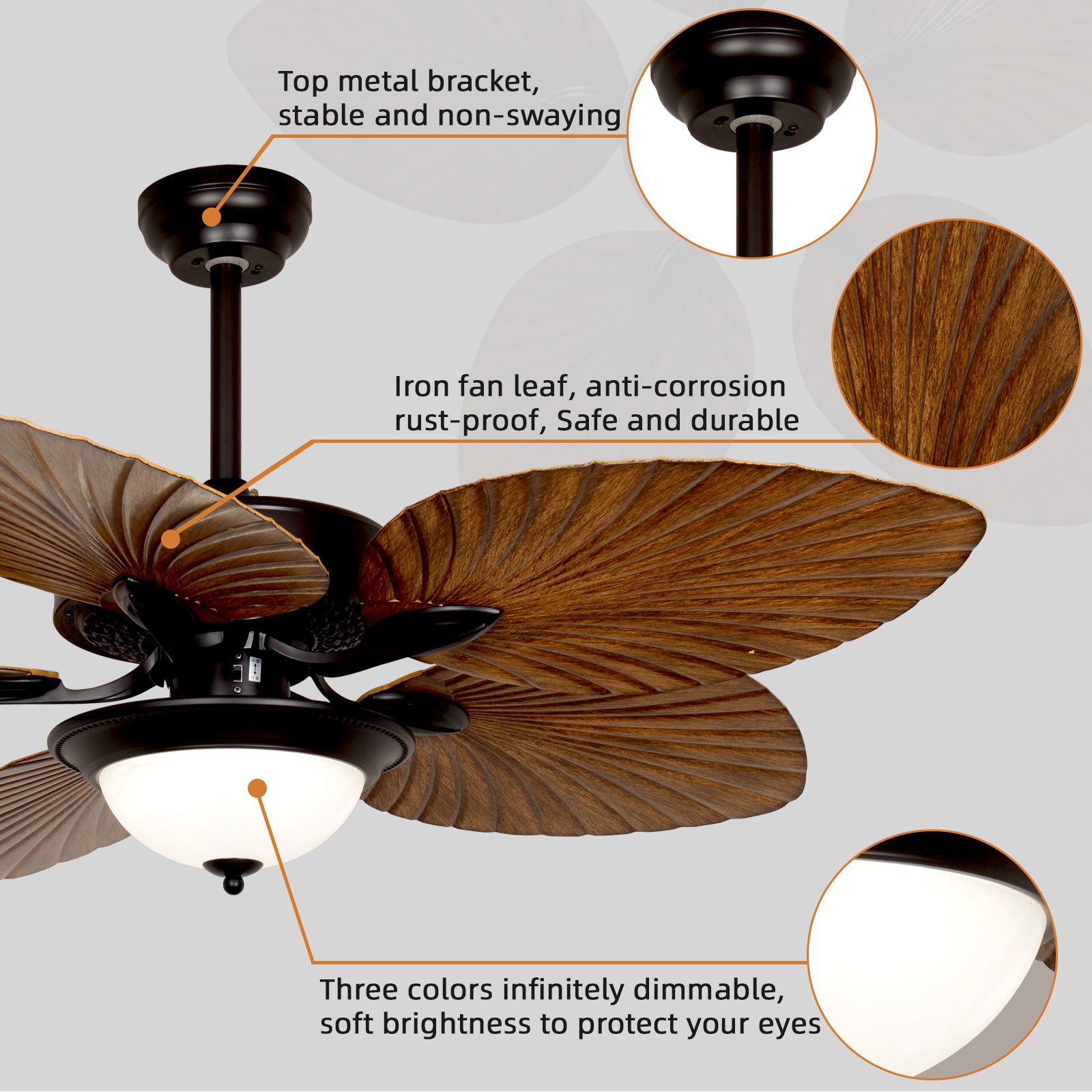 Timeless Elegance for Classic Comfort 52'' Vintage Leaf Ceiling Fan with Lights