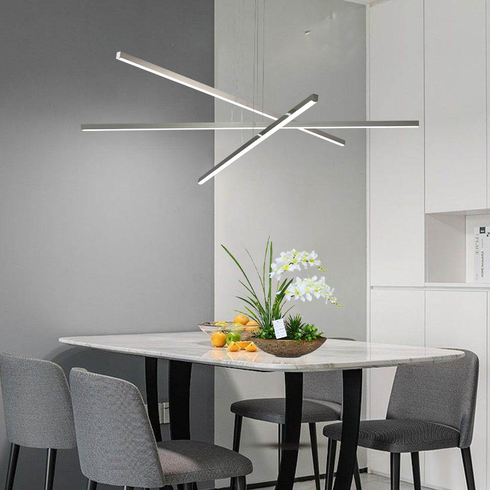 Pendant Lighting LED Fixture in Silver Integrated  Chrome