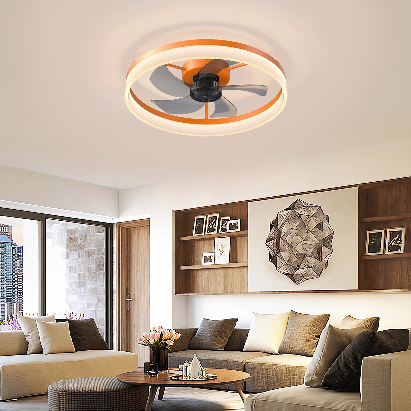 Simplicity 20" LED Ceiling Fans Light With 5-Blades Reversible Blades Polychrome