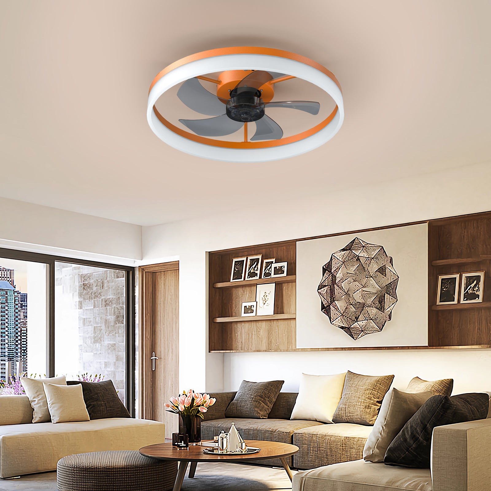 Simplicity 20" LED Ceiling Fans Light With 5-Blades Reversible Blades Polychrome