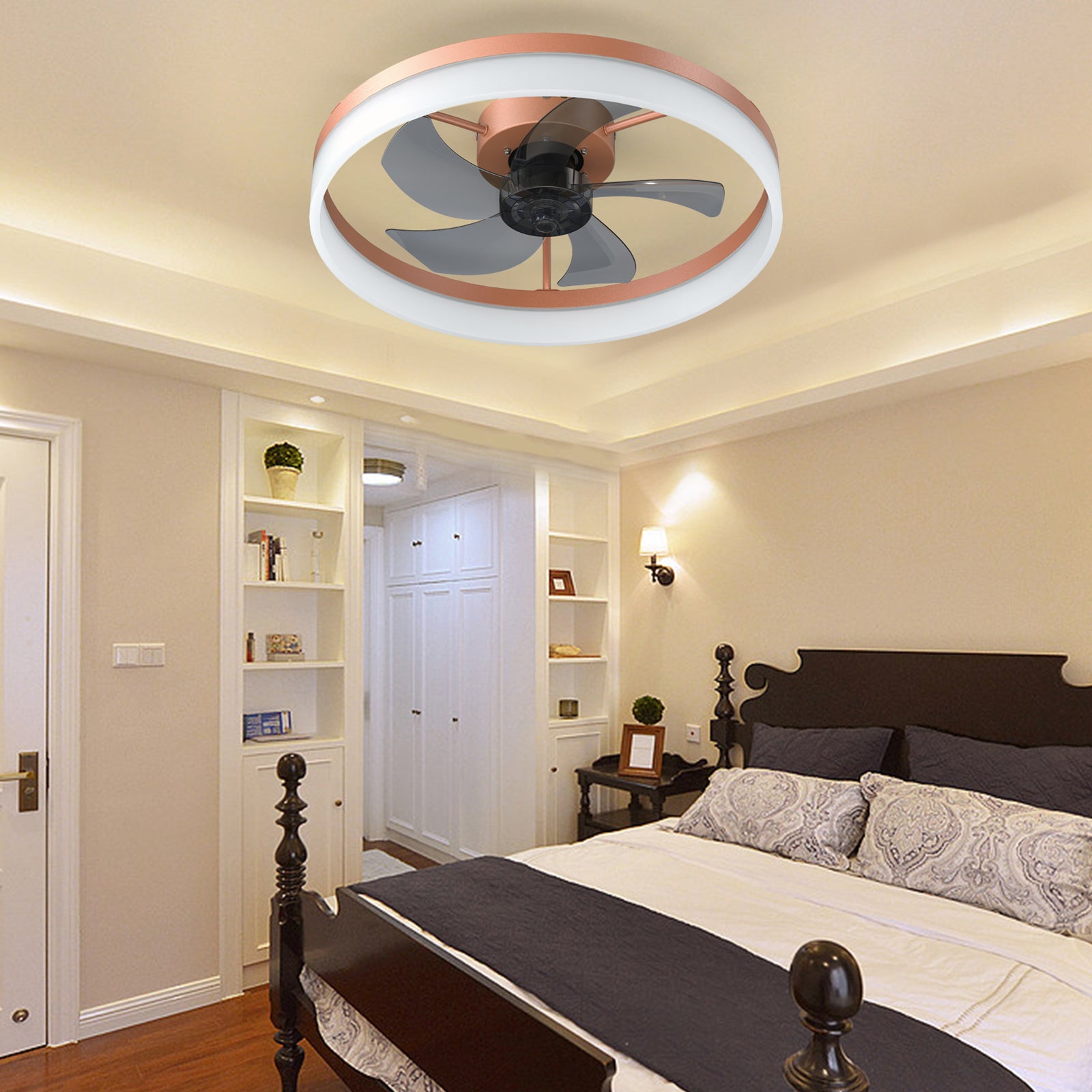 Simplicity 20" LED Ceiling Fans Light With 5-Blades Reversible Blades Polychrome