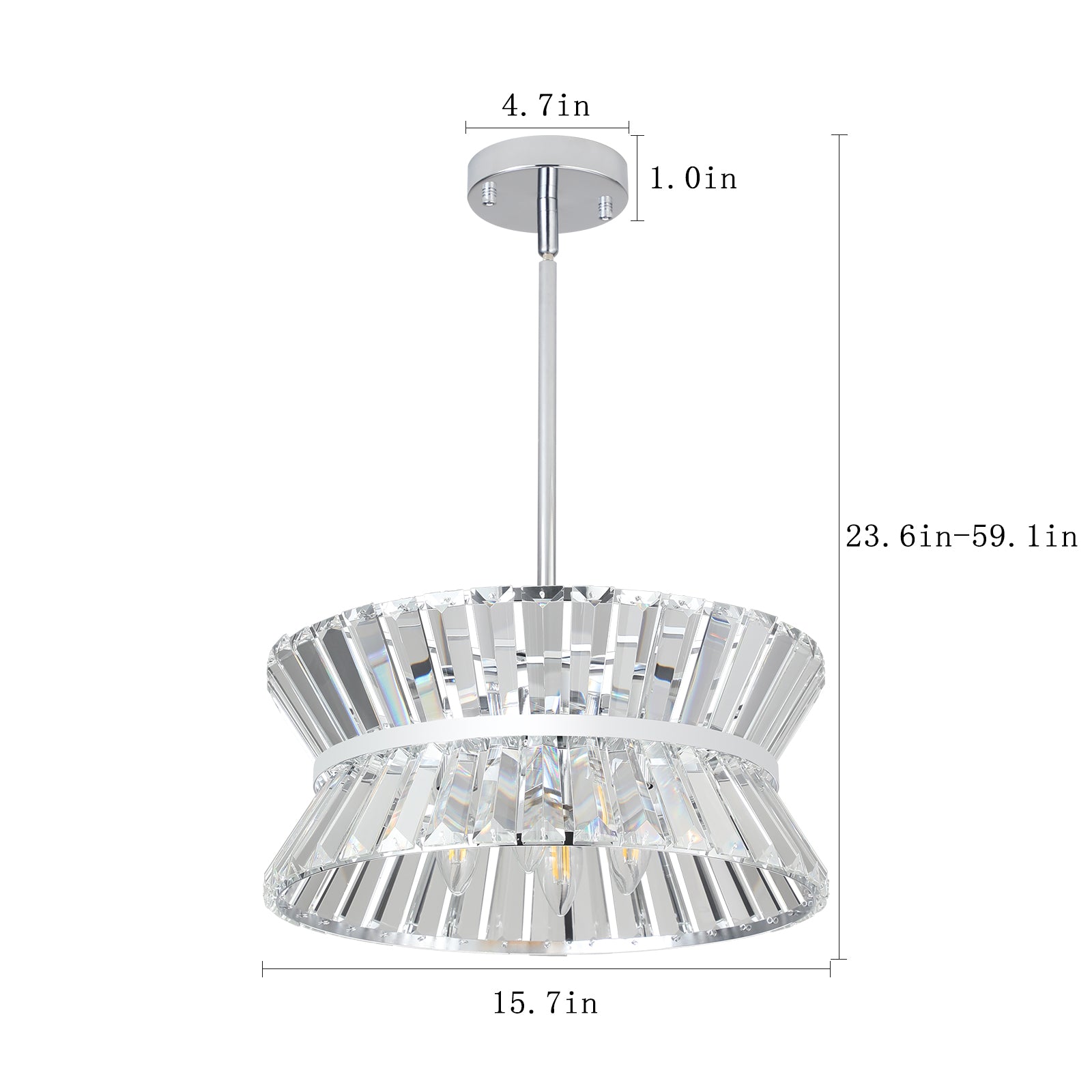 Modern 4-light 2 Tiers Design Crystal Chandelier With Luxury Chrome