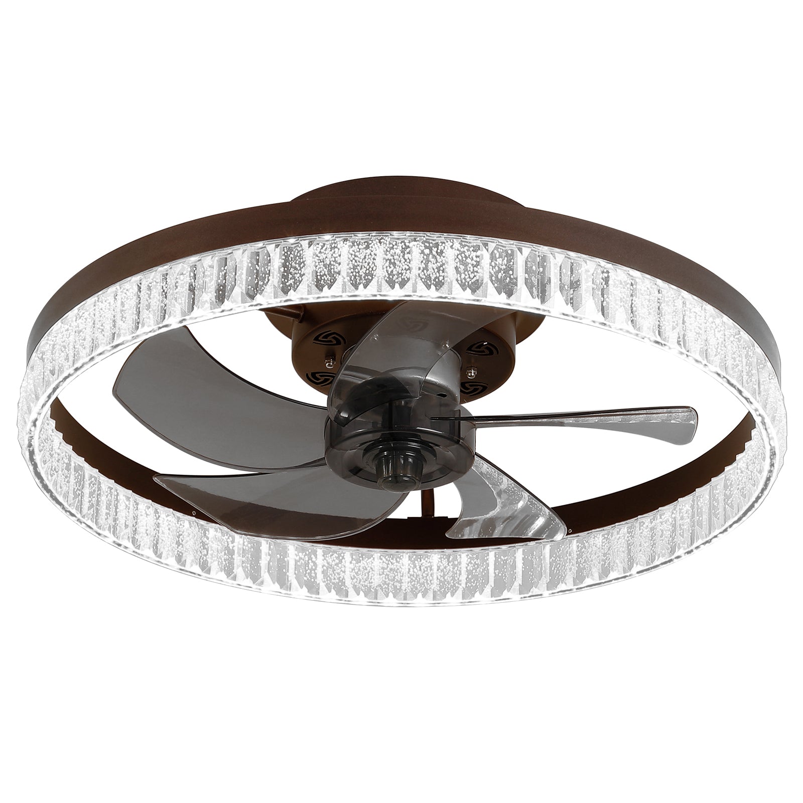 Modern 20" LED Ceiling Fans Light With 5-Blades Reversible Blades in Brown