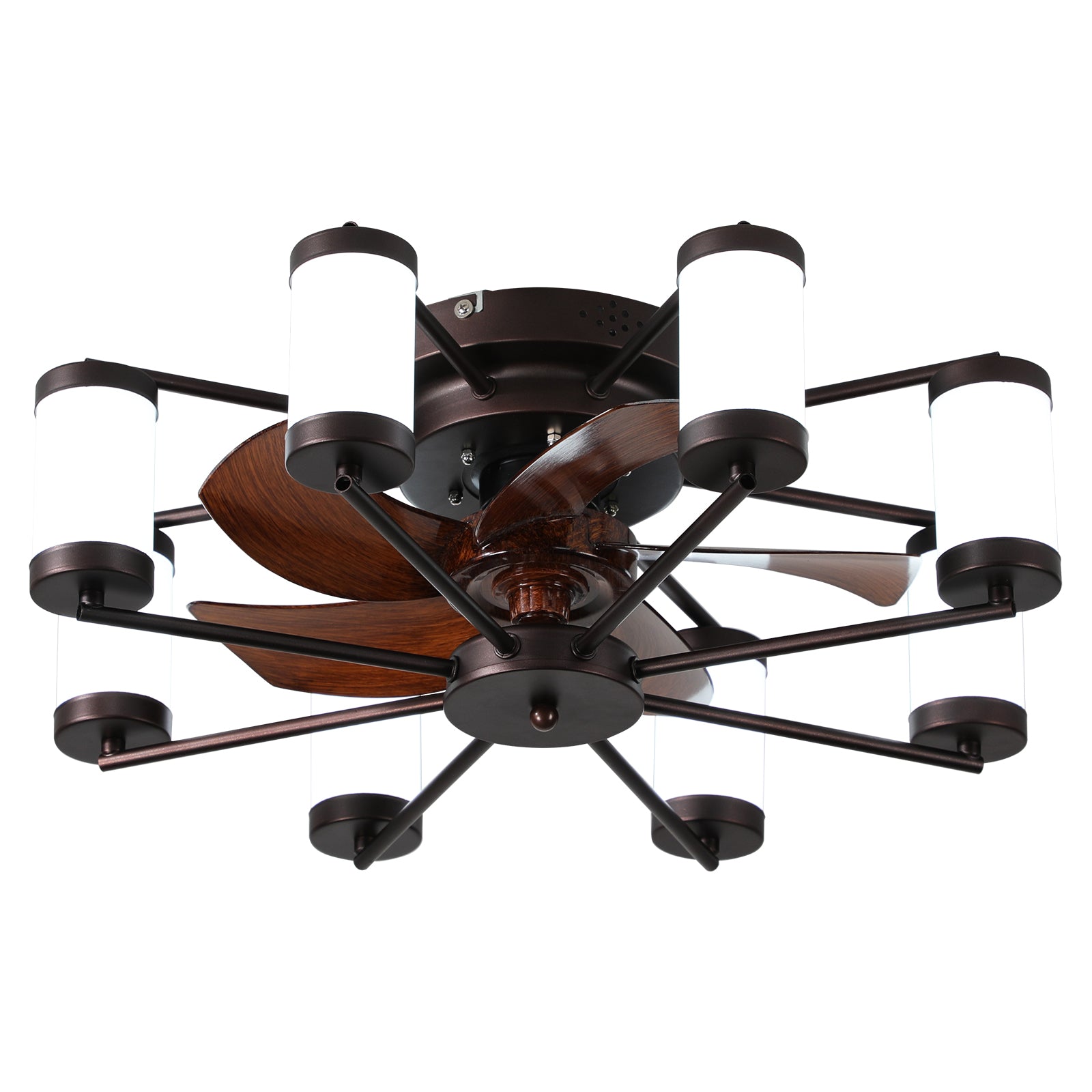 Modern 22" LED Ceiling Fans Light With 5-Blades Reversible Blades in Brown