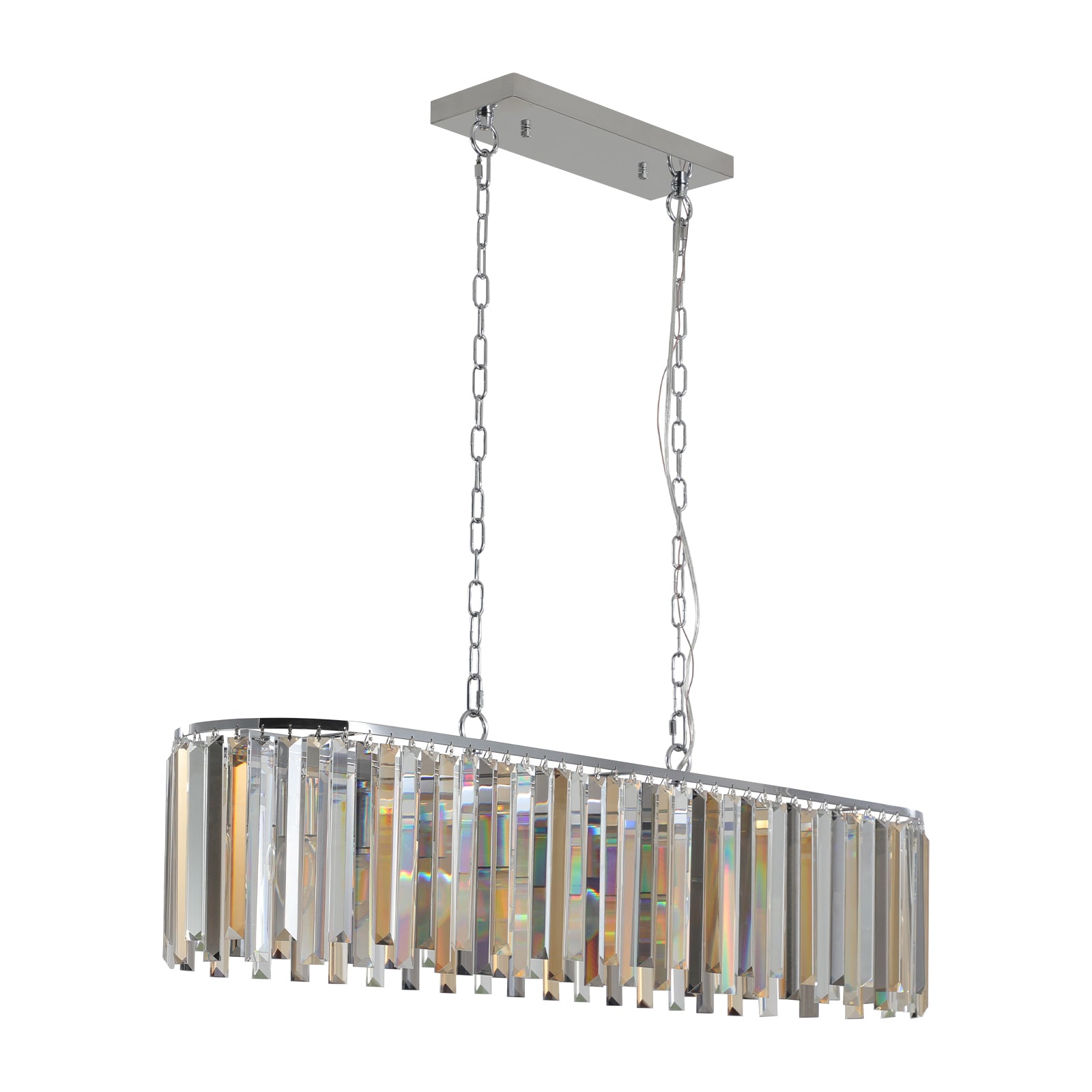 Modern Art Deco 5-Light 6 Tiers Design Chrome Pendant Crystal Chandelier Light for Living Room