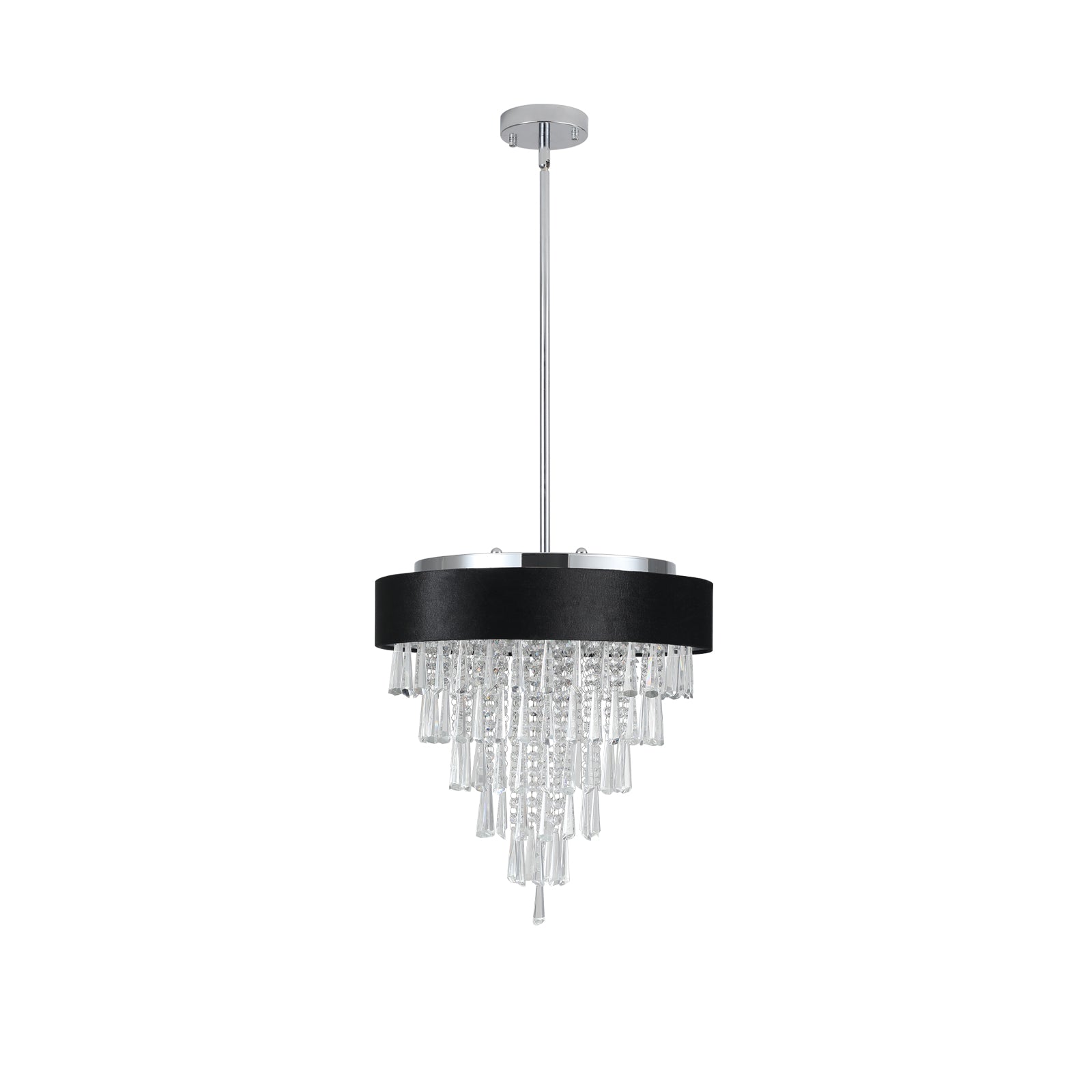 45'' Modern 5-Light 6 Tiers Design Crystal Chandelier with Elegant Chrome&Black K9 Crystal