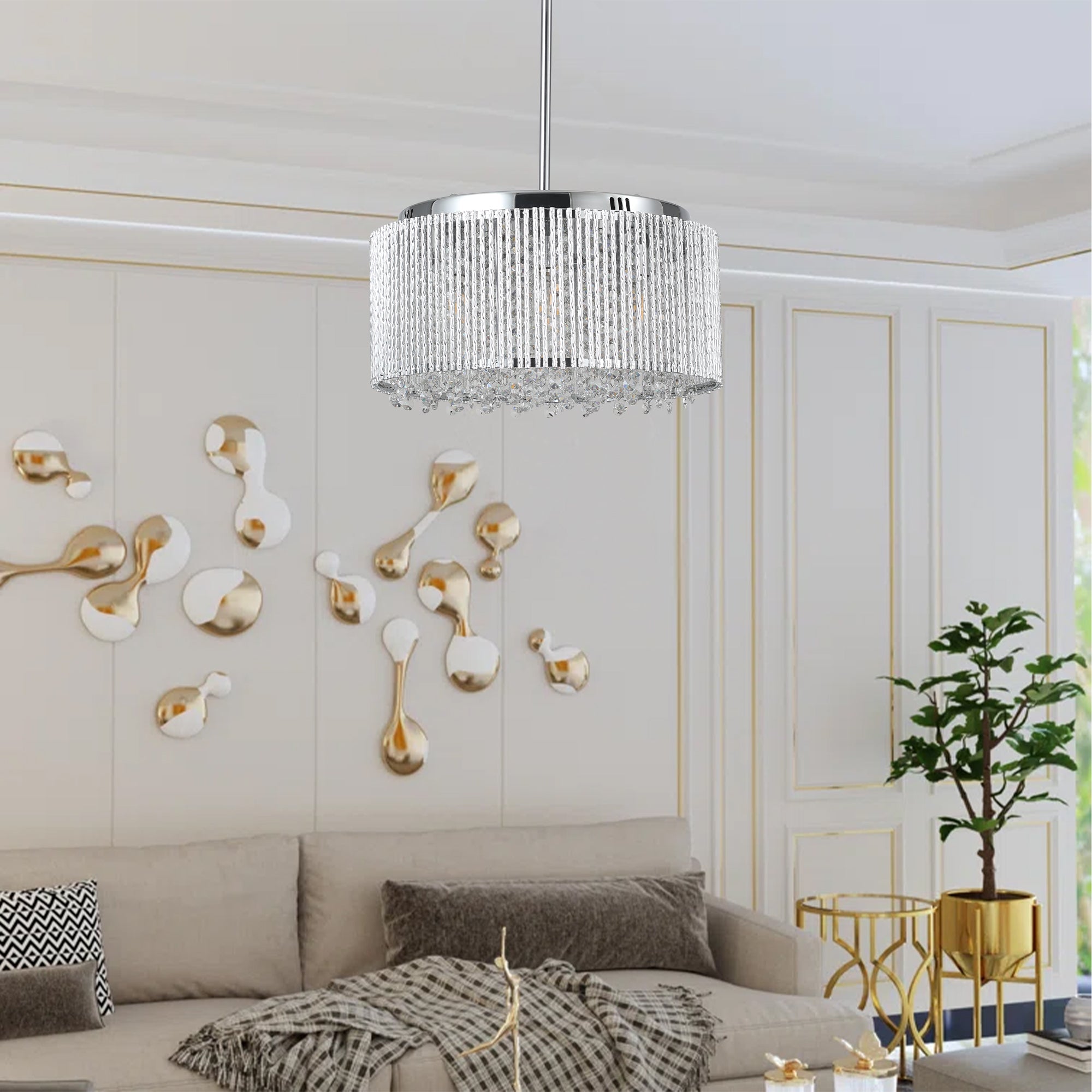 Modern 7-light Crystal Chandelier Round Cristal Lamp Luxury Home Decor Chrome