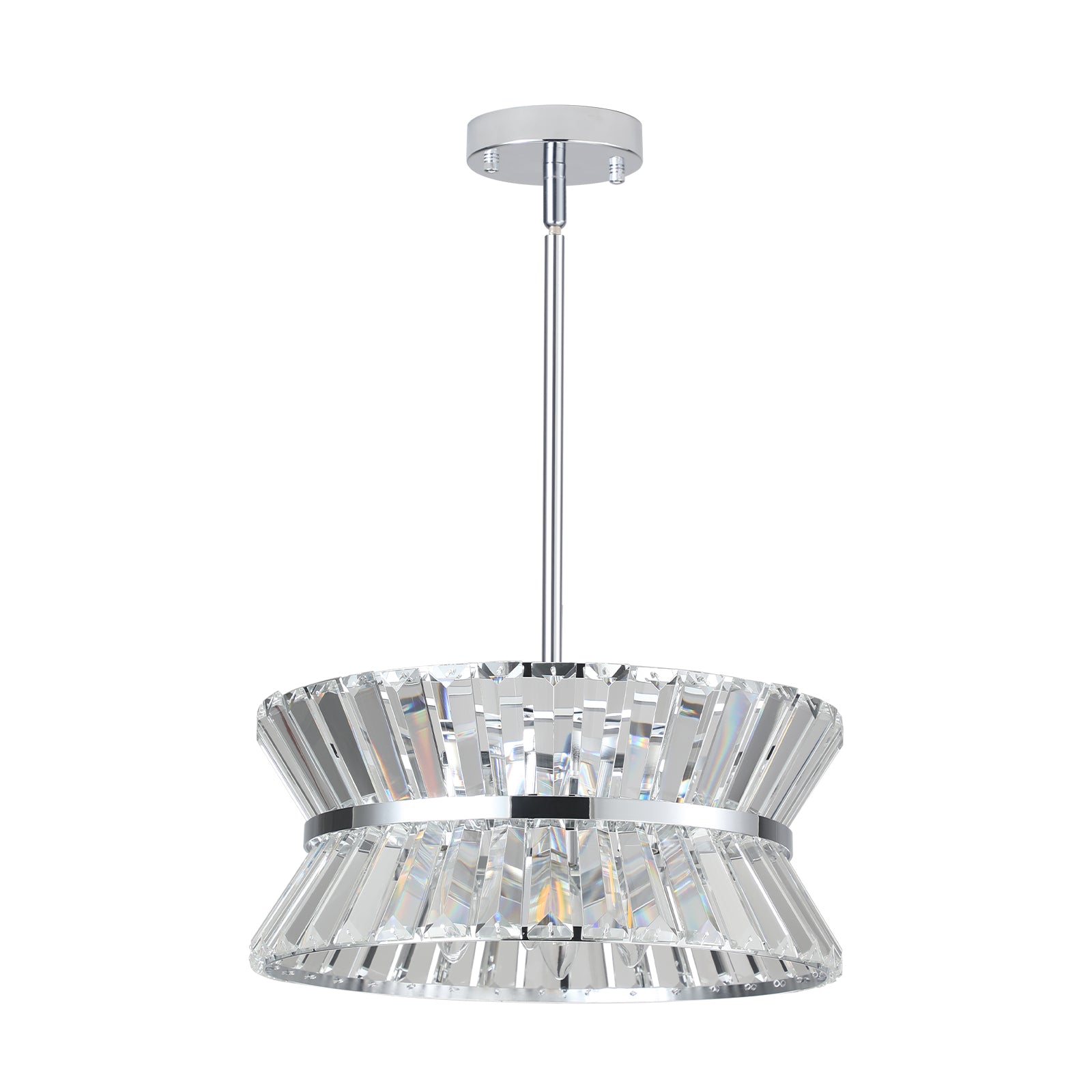 Modern 4-light 2 Tiers Design Crystal Chandelier With Luxury Chrome