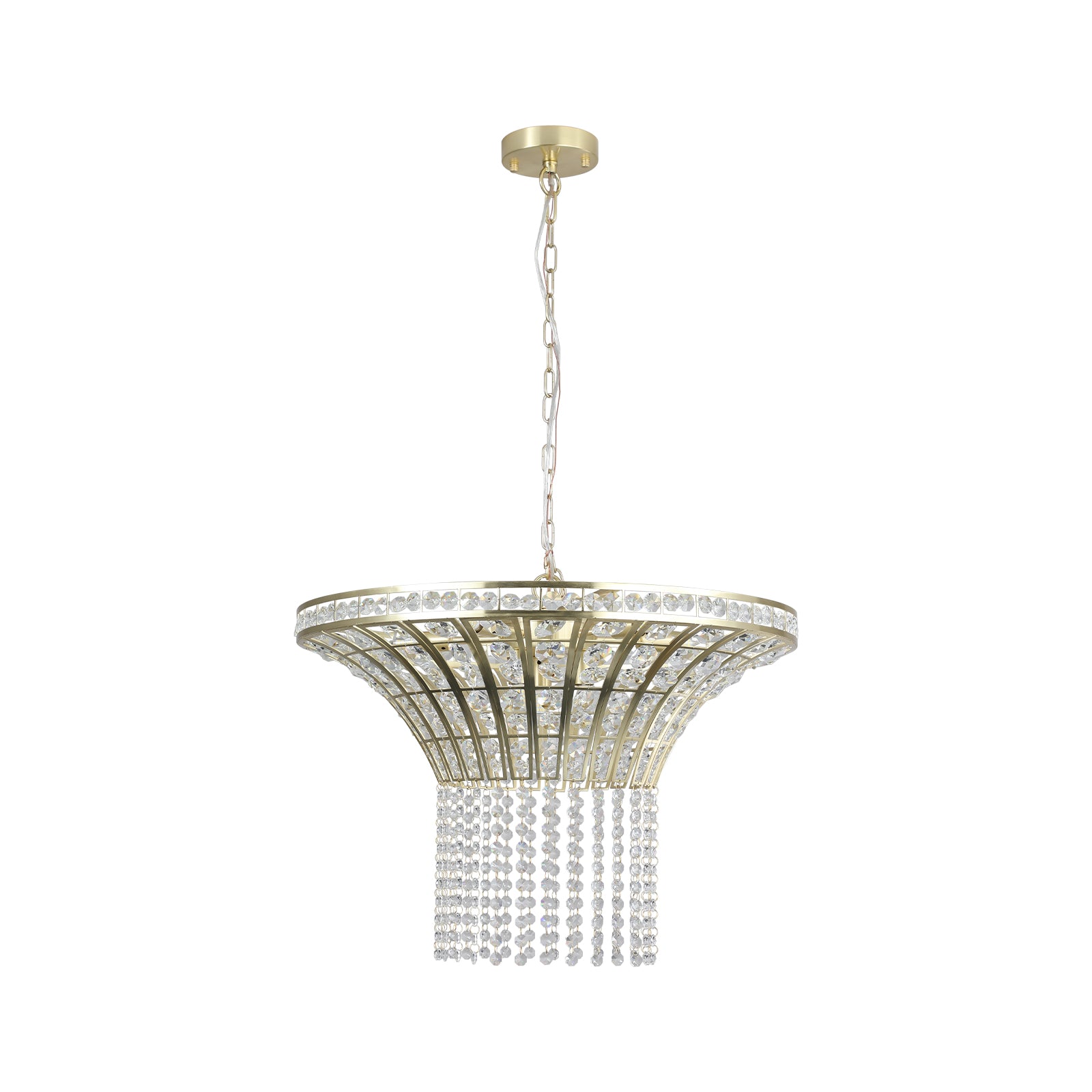 Modern 8-Light Design Crystal Chandelier with Elegant Placer Gold + Clear K9 Crystal