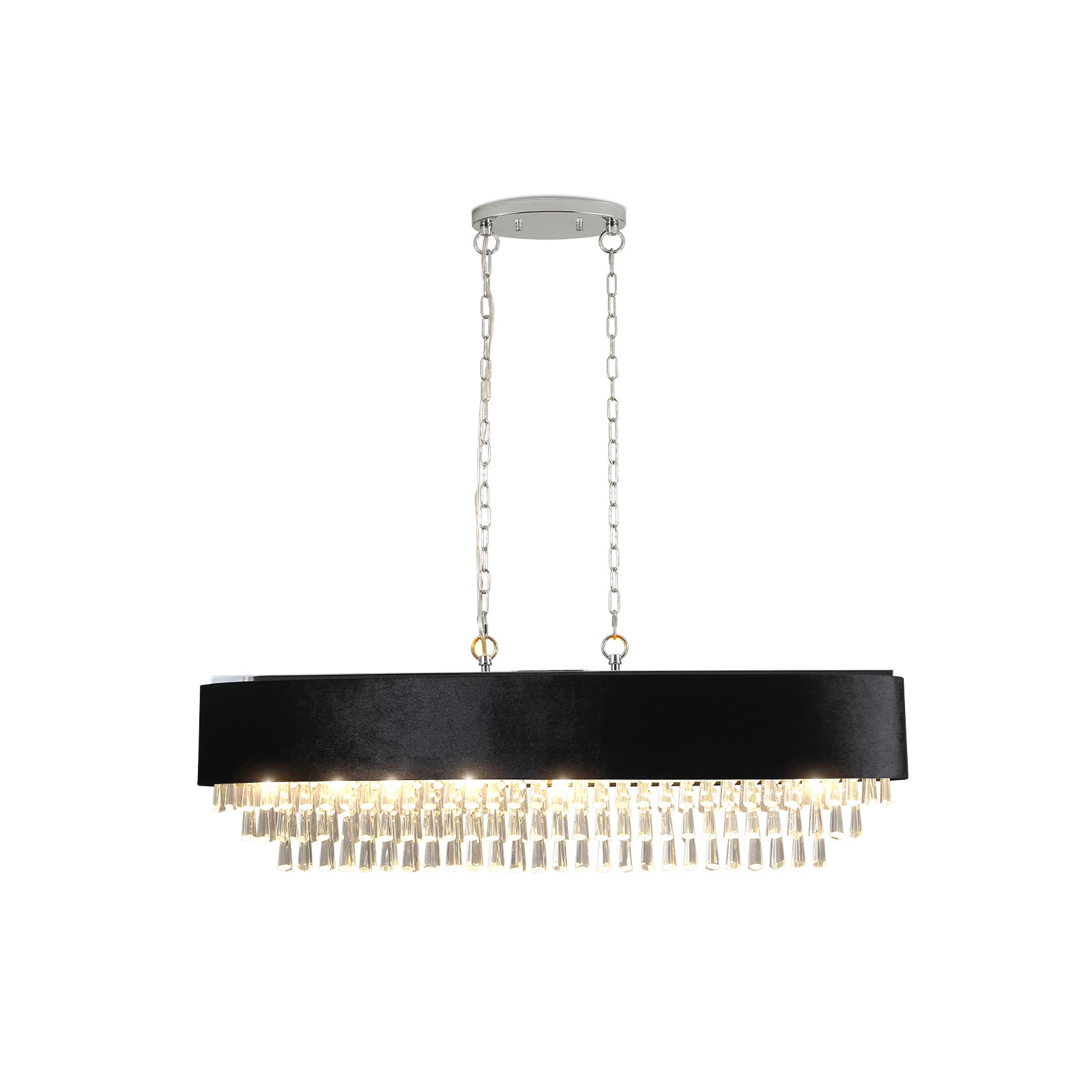 40'' Modern Crystal Chandelier for Living-Room Cristal Lamp Luxury in Chrome & Black