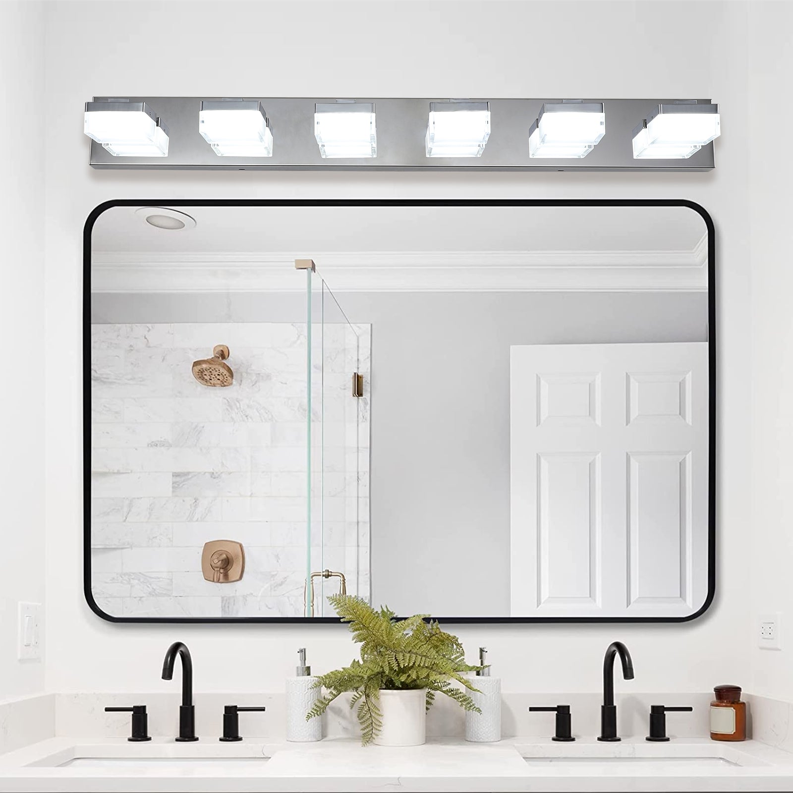 Modern Minimalist Style 6-Light LED Vanity Mirror Light Fixture Chrome