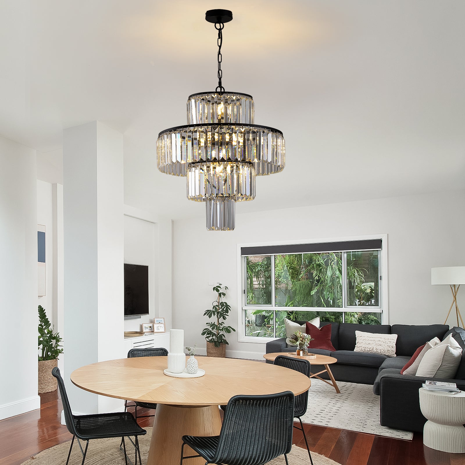 Modern 19.7 Inch Chandeliers Lights With Luxury Black