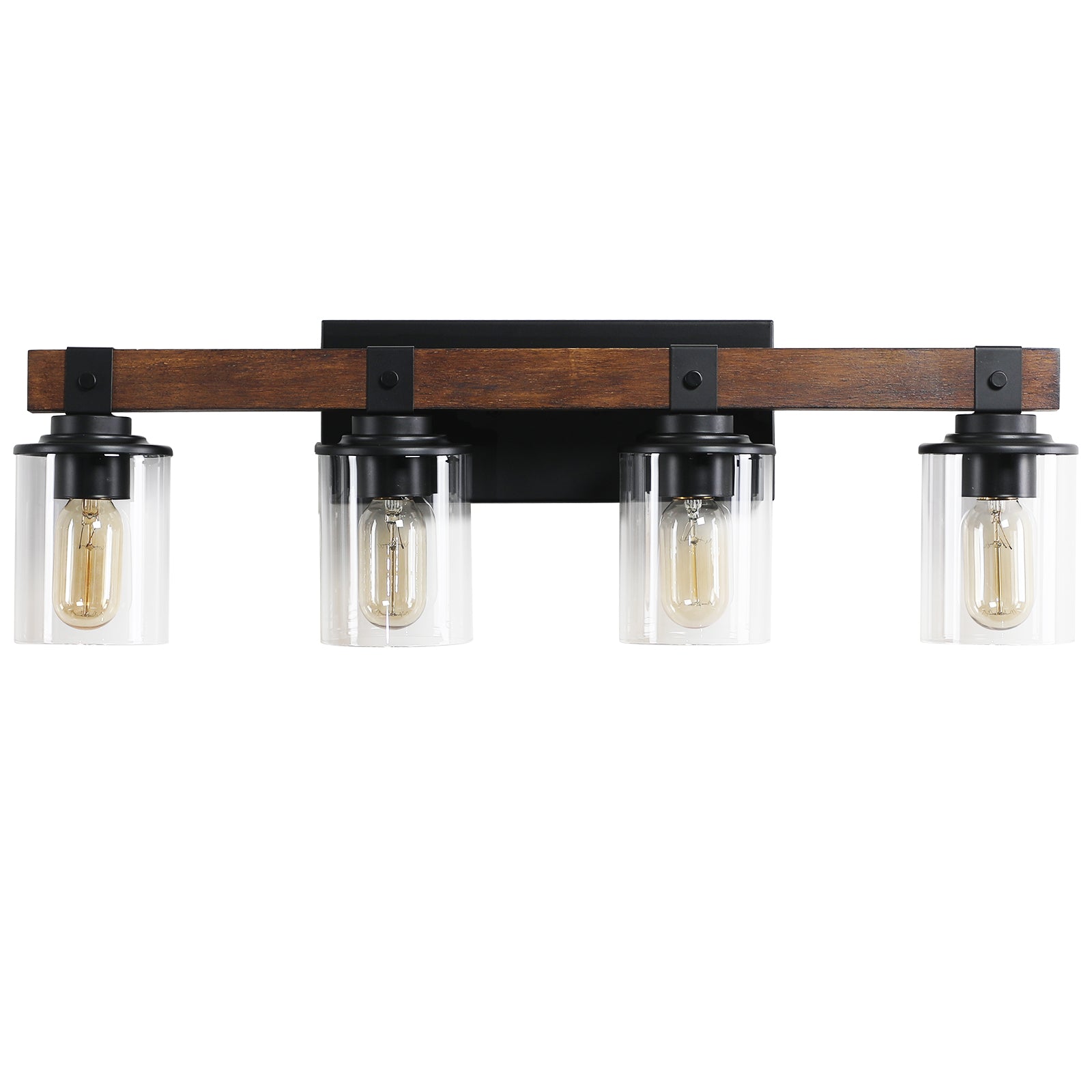 Farmhouse 4-Lights Vanity Lights Fixture Rustic Bathroom Light Blackwood