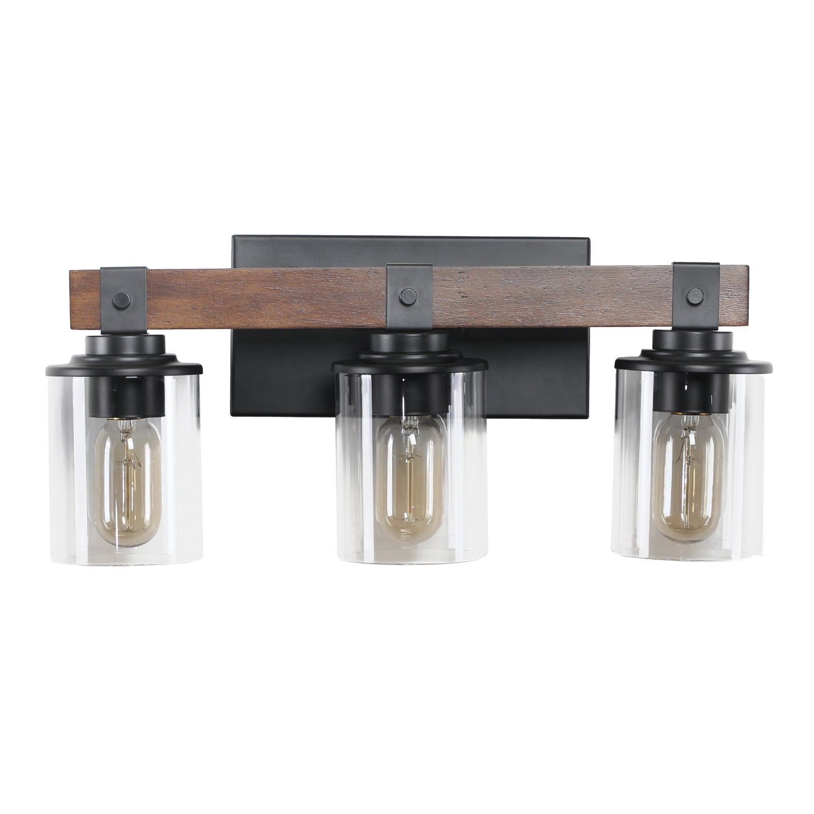 Farmhouse 3-Lights Vanity Lights Fixture Rustic Bathroom Light Blackwood