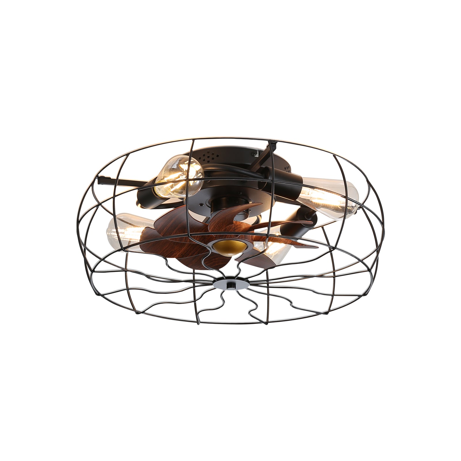 Low Profile 19'' Rustic Ceiling Fan with Integrated Light - Minimalistic Elegance