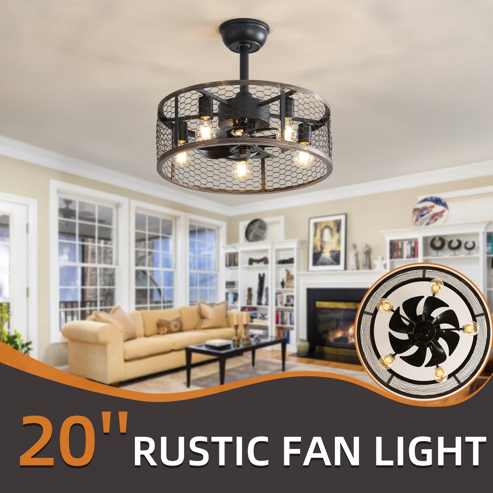 Classic 19.7'' Ceiling Fan with Light -  for Effortless Elegance (Bulbs Excluded)