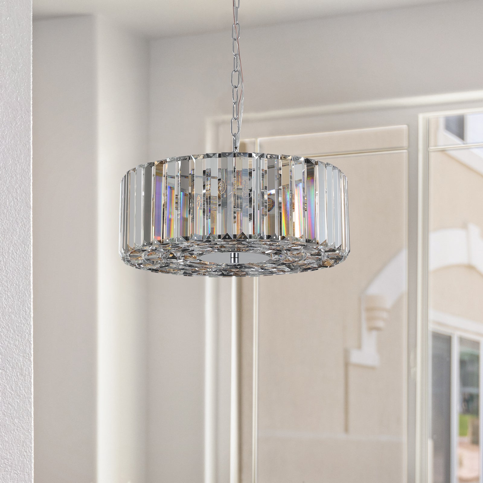 Modern 4-light Crystal Chandelier for Living-Room Round Cristal Lamp Luxury