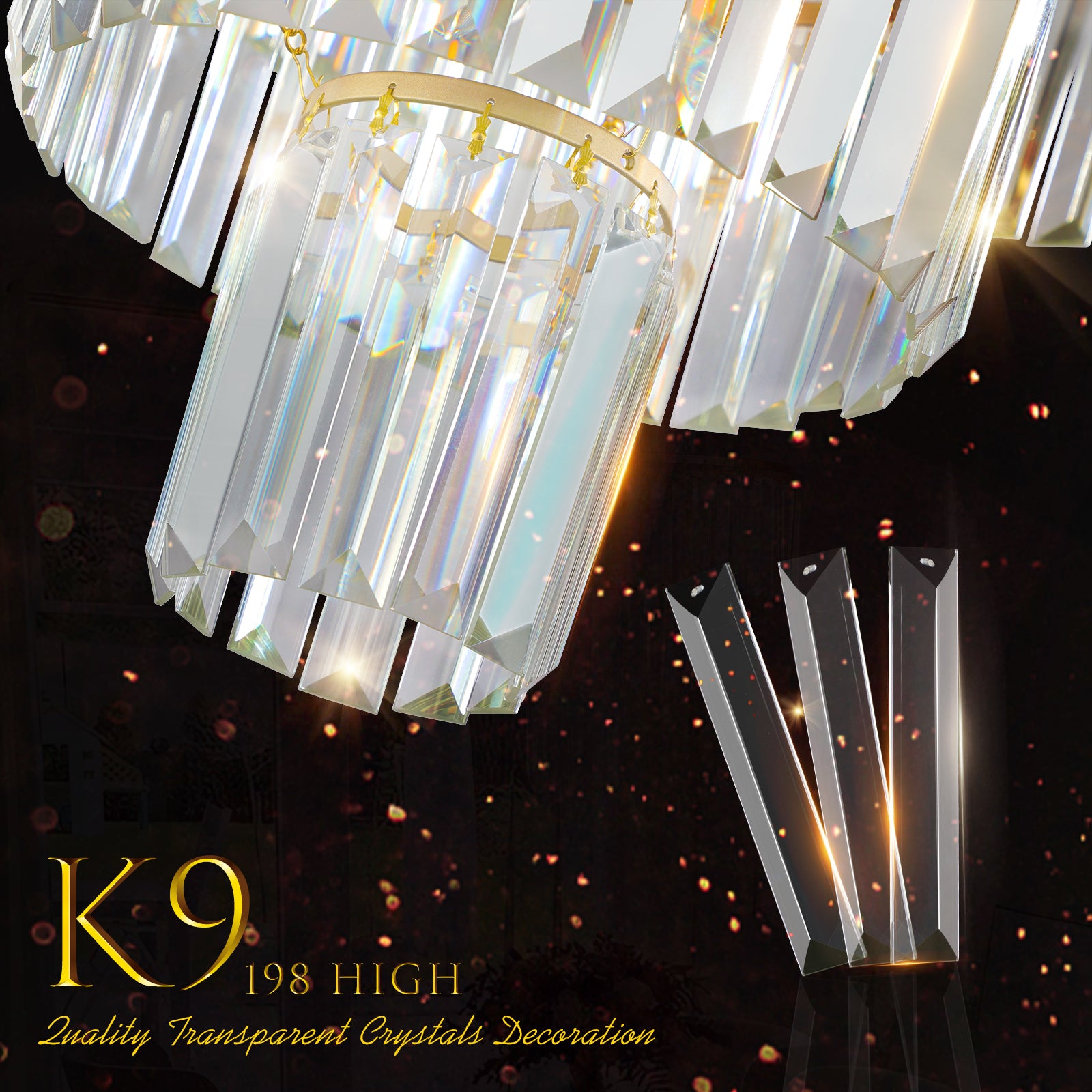 Luxury Crystal Chandelier - Modern Pendant Light for Dining, Bedroom, and Living Spaces