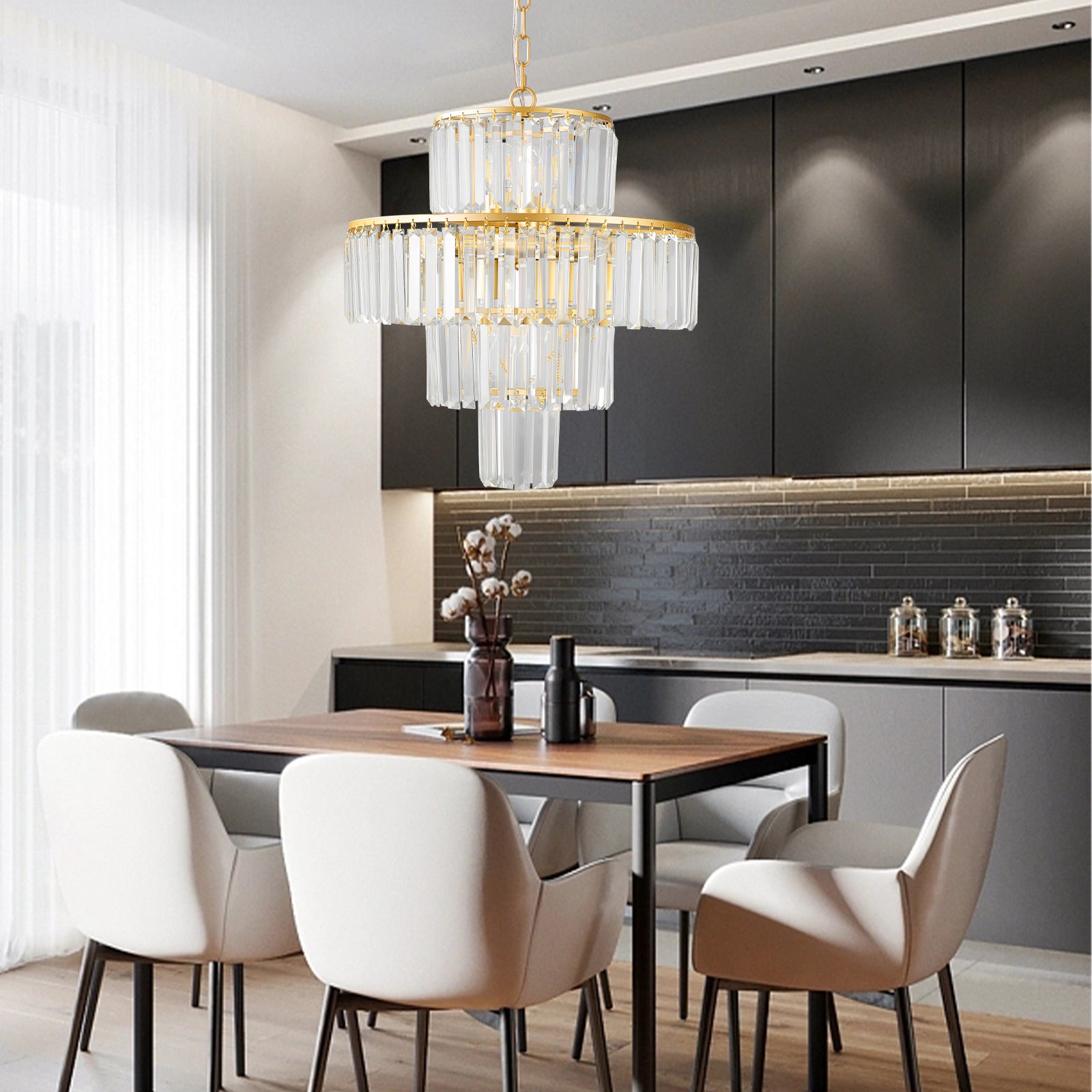 Luxury Crystal Chandelier - Modern Pendant Light for Dining, Bedroom, and Living Spaces