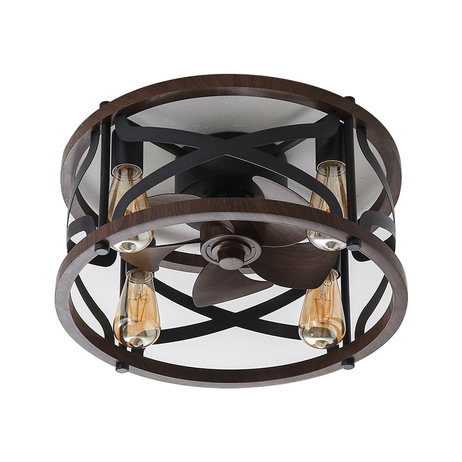 Modern 18'' Caged Ceiling Fan with Lights and Remote Control - Smart Home