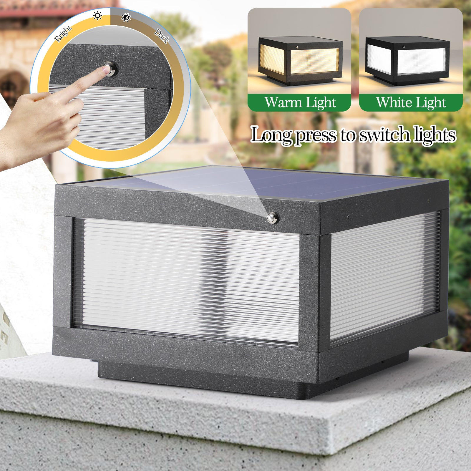 Modern Solar Wall Lamp With Dimmable LED IP65 Waterproof