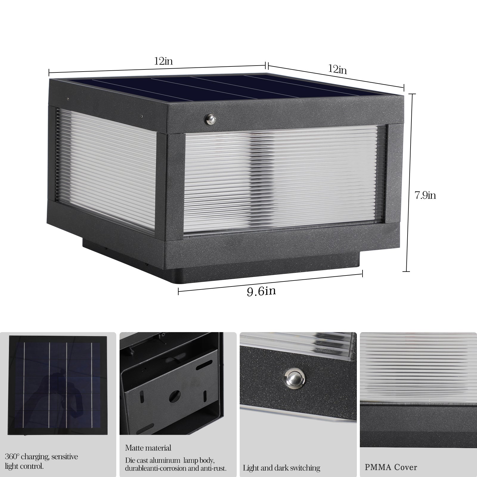 Modern Solar Wall Lamp With Dimmable LED IP65 Waterproof