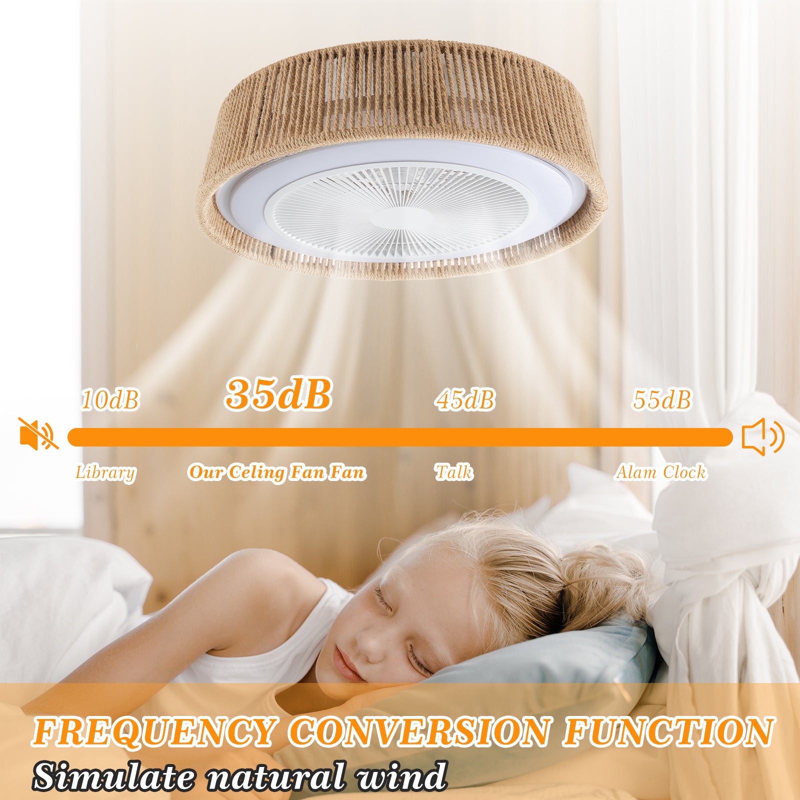 Bohemian style LED Dimmable Ceiling Light With Built-In Fan Remote Control