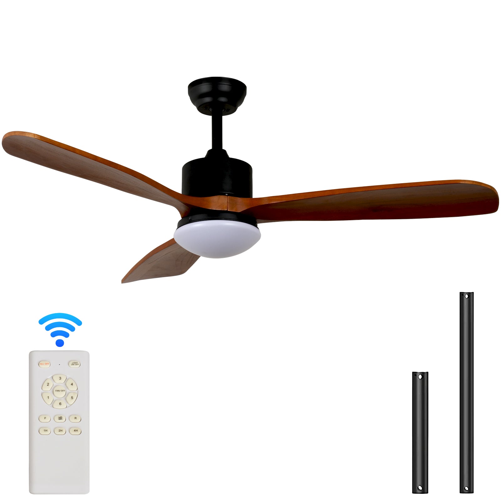 52'' Wood Grain Straight Blade Ceiling Fan Light - Rustic Elegance for Stylish Comfort