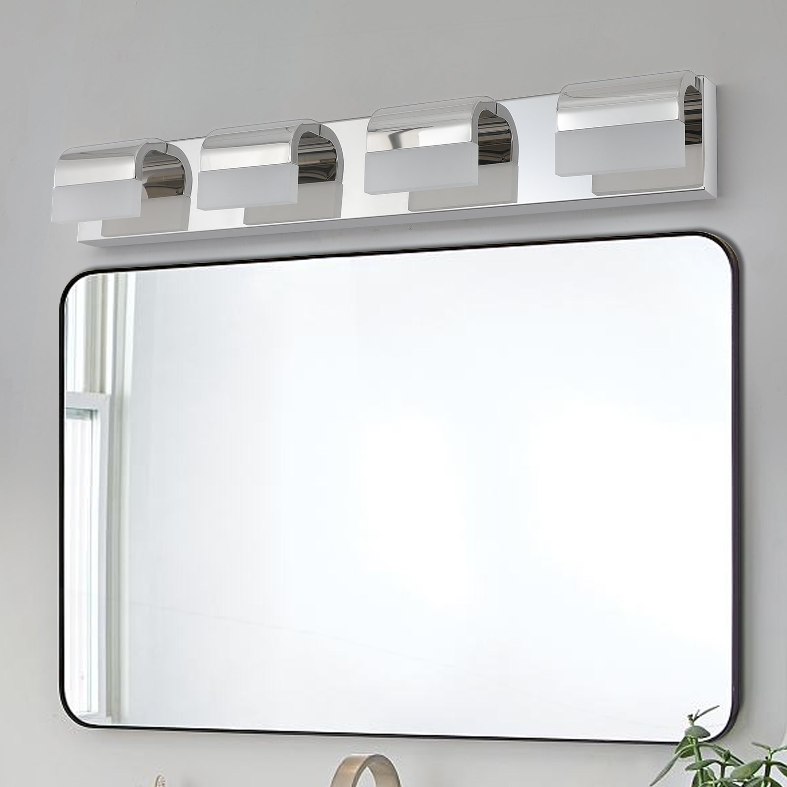 Simple Style 4-Light LED Vanity Lights Over Mirror Bath Wall Lighting Chrome