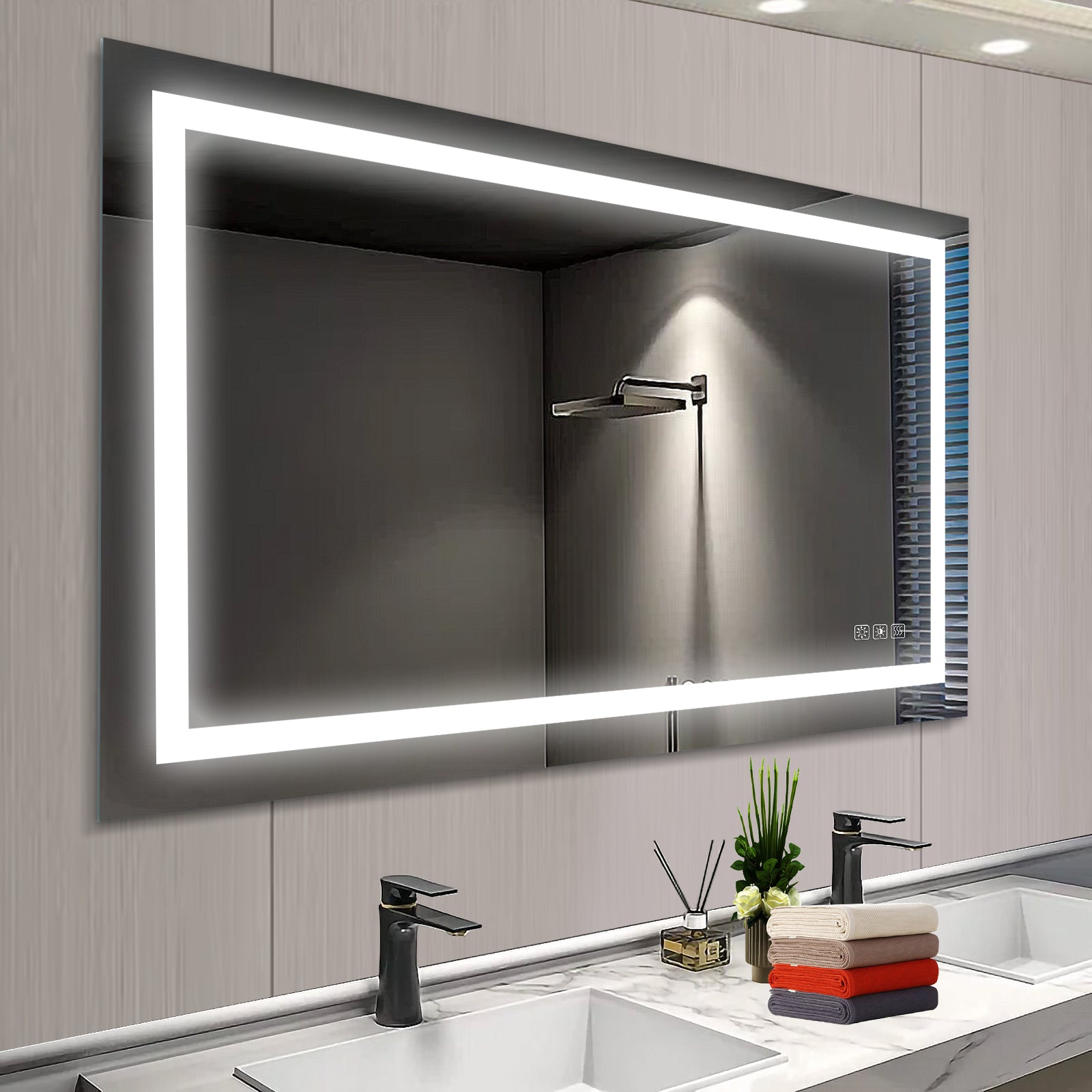 60''x36'' LED Mirror Rectangle LED Wall-Mounted Dressing In Clear