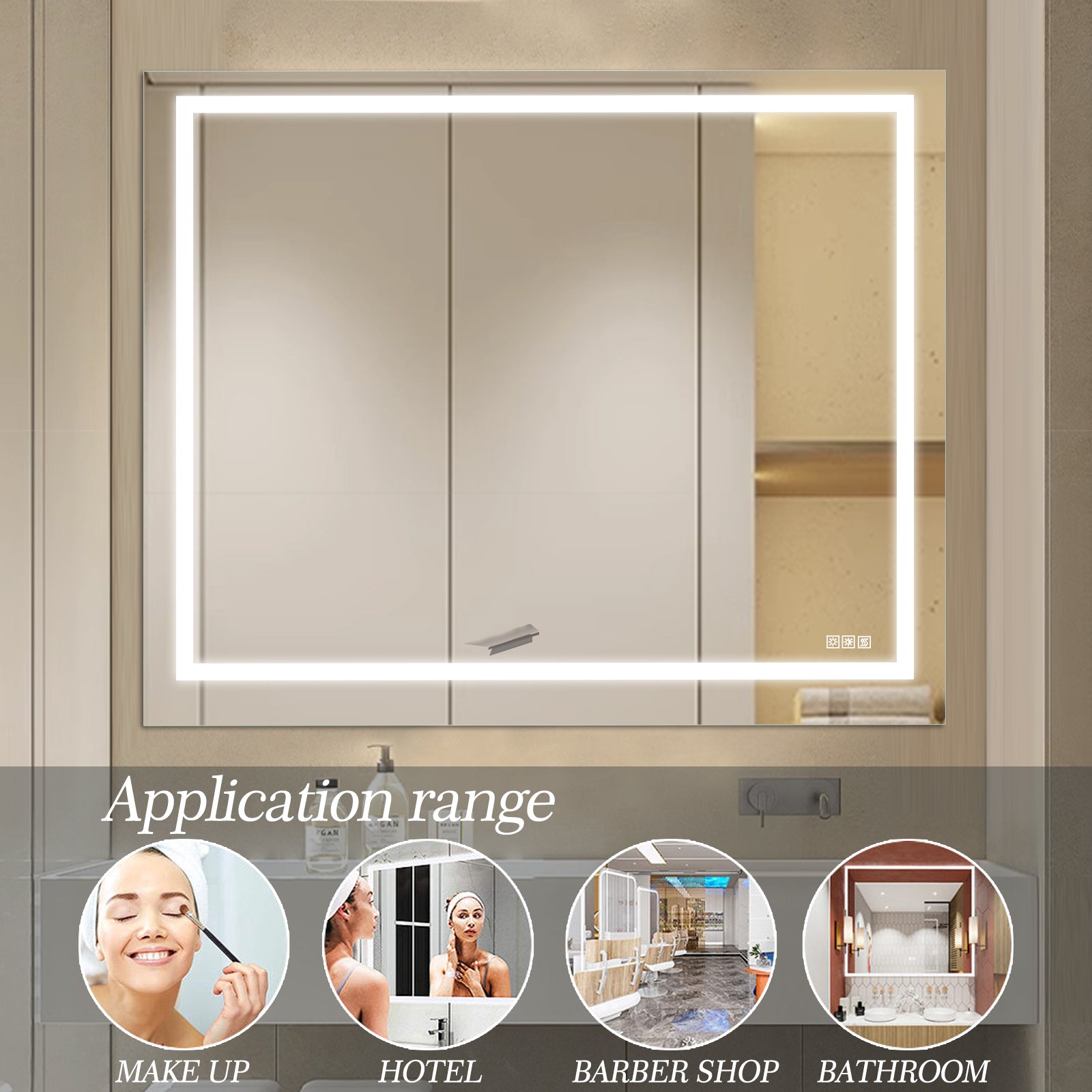 48''x 36'' LED Mirror Rectangle LED Wall-Mounted Dressing In Clear