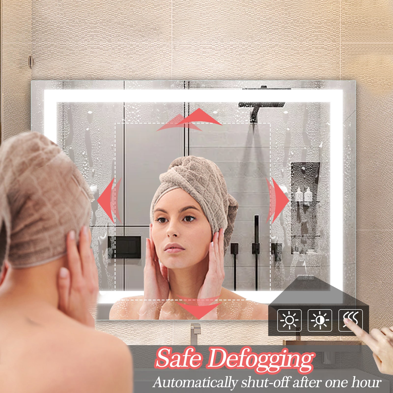 48''x 36'' LED Mirror Rectangle LED Wall-Mounted Dressing In Clear