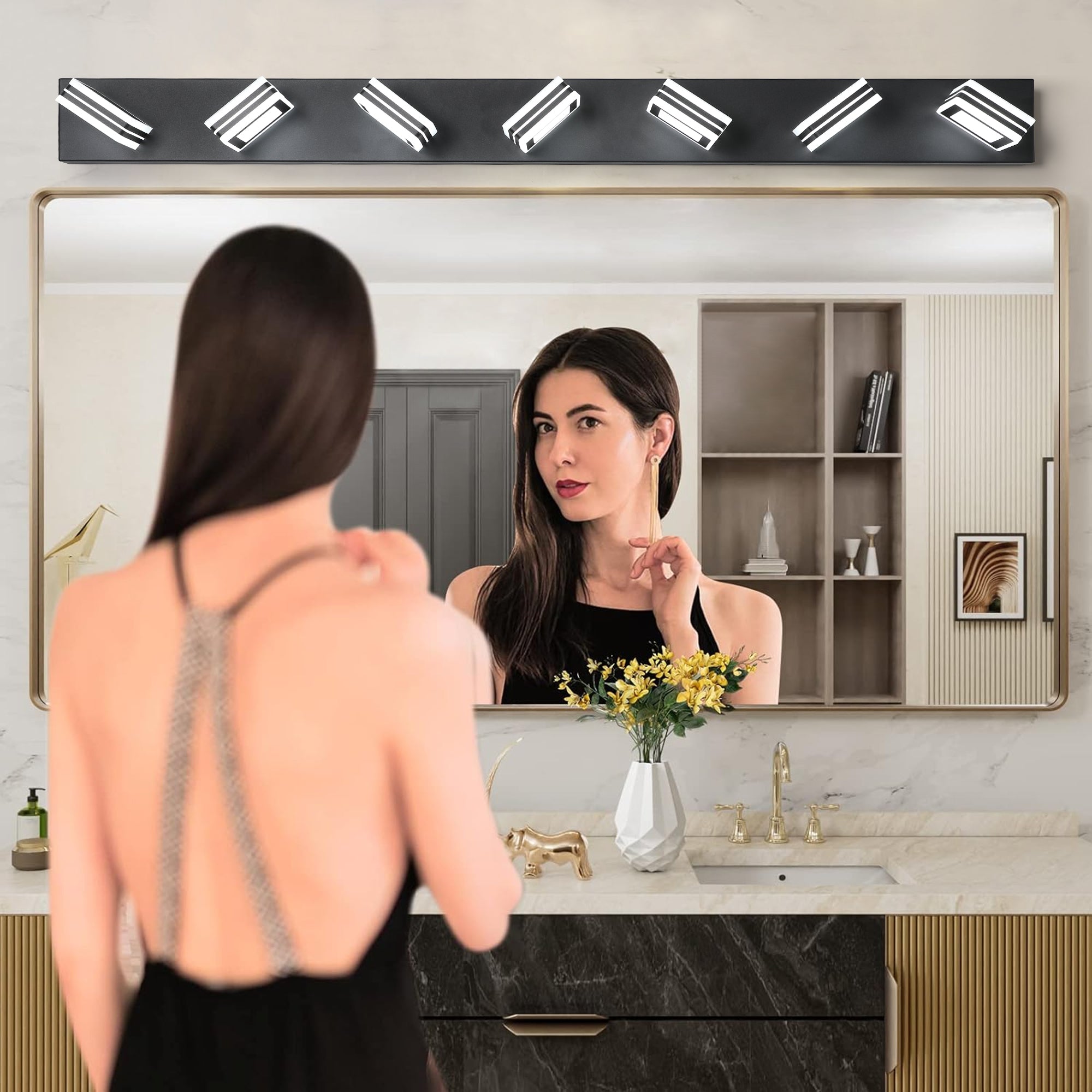 LED Modern Chrome Makeup Light - 7-Lights Acrylic Vanity Mirror Lighting