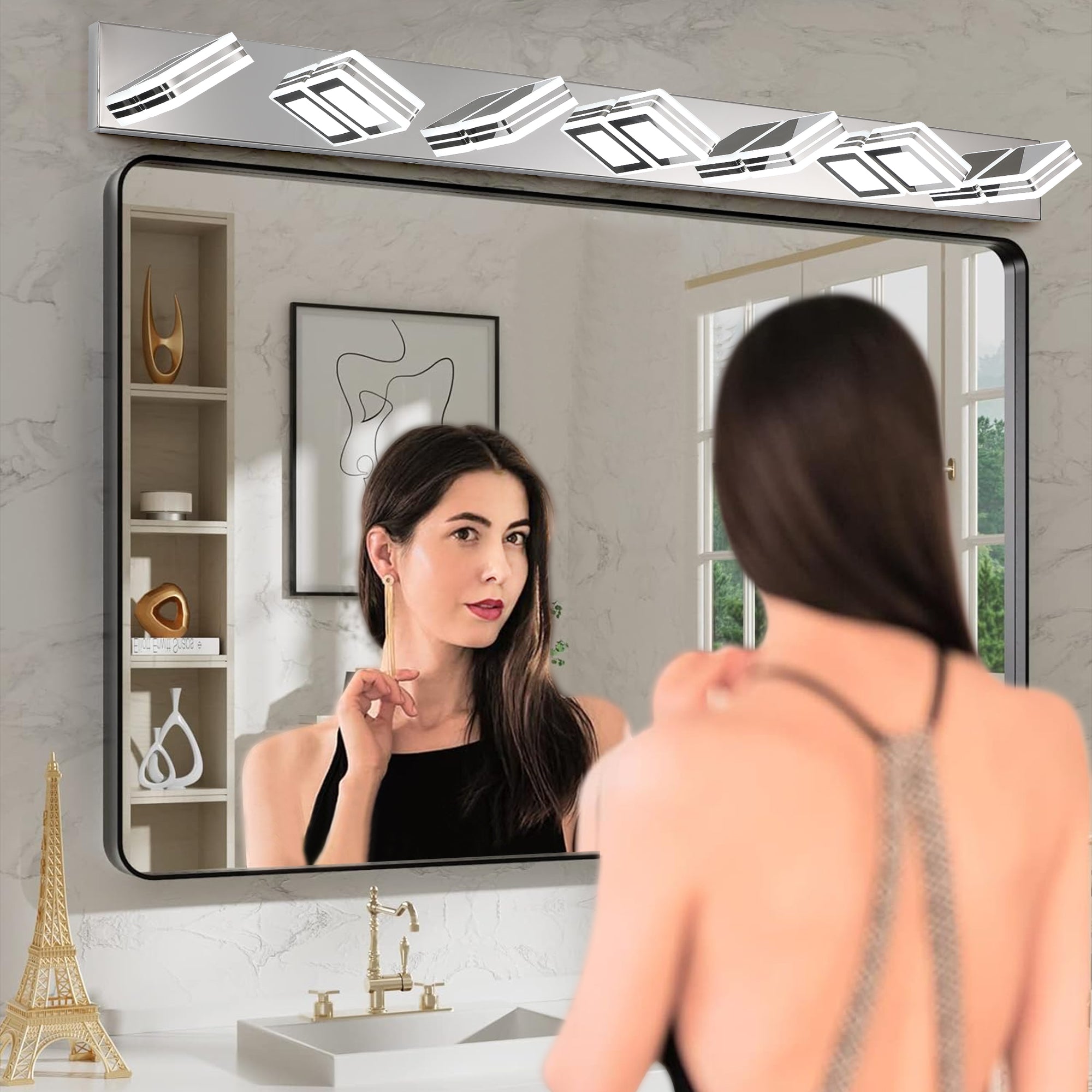 LED Modern Chrome Makeup Light - 7-Lights Acrylic Vanity Mirror Lighting