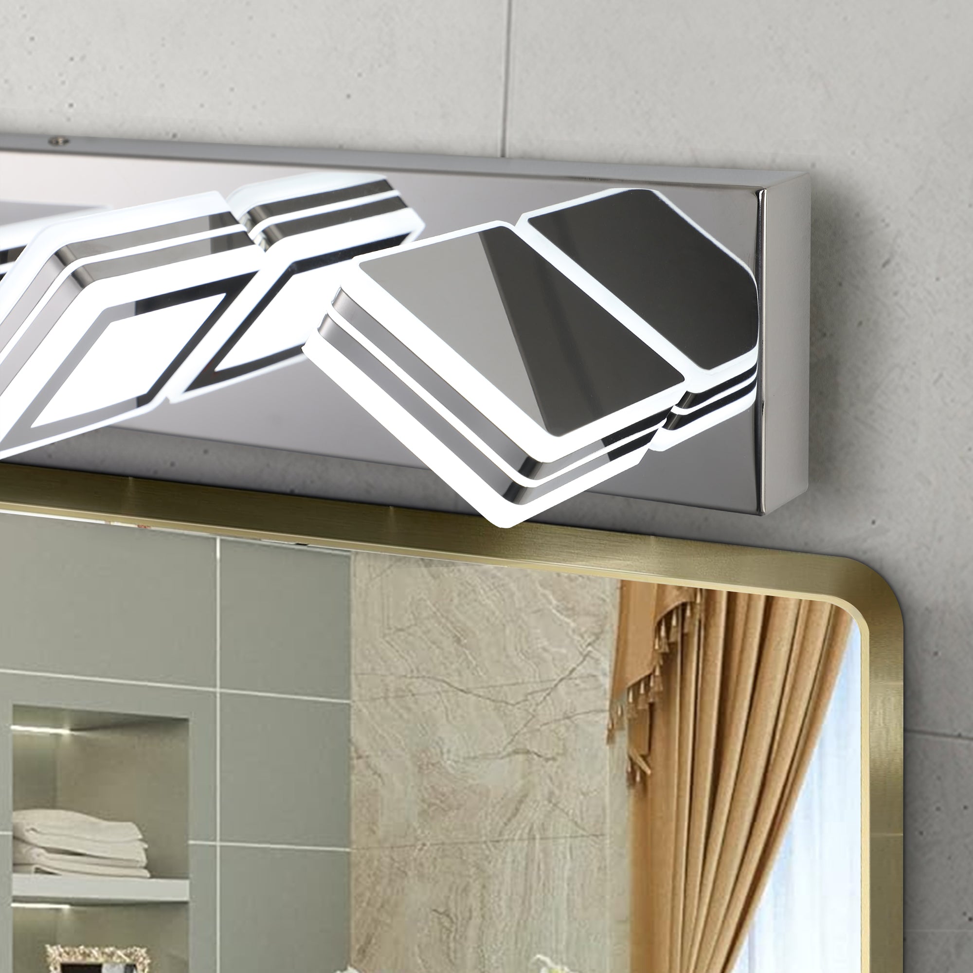 LED Modern Chrome Makeup Light - 7-Lights Acrylic Vanity Mirror Lighting