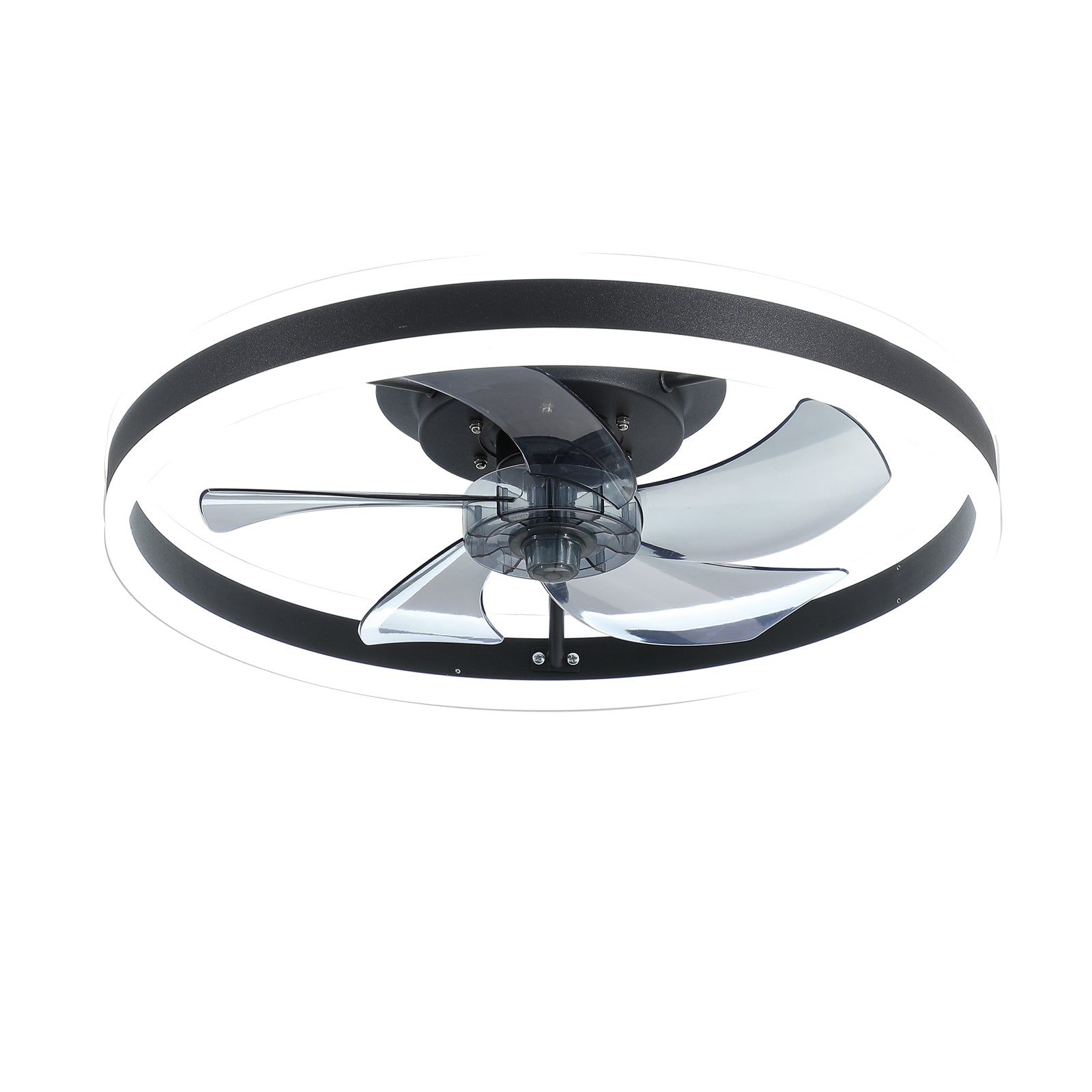 Modern 20" LED 6-Speed Ceiling Fans Light Reversible Blades in Black&White