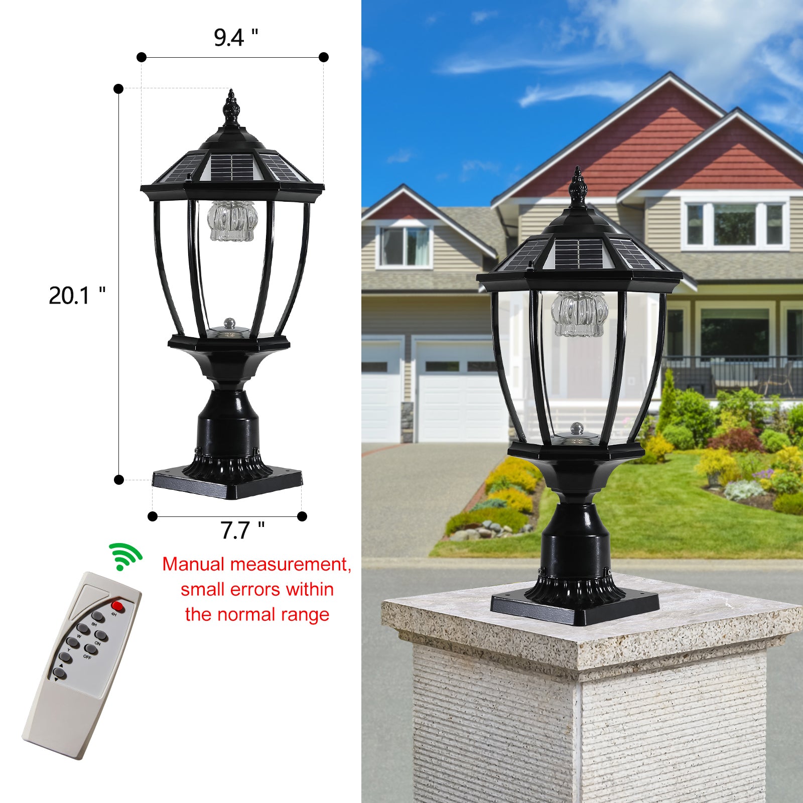 Modern Solar Column Headlights With Dimmable LED In Balck