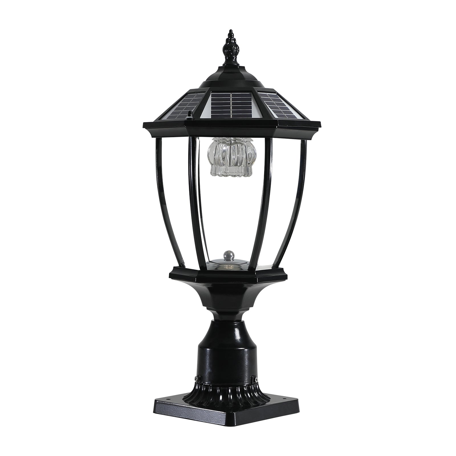 Modern Solar Column Headlights With Dimmable LED In Balck